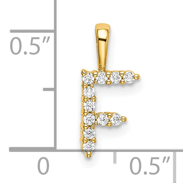 14k 1/8 carat Lab Grown Diamond VS/SI+ G+ Complete Letter F Initial Pendant