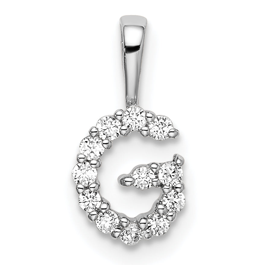 14k White Gold 1/8 carat Lab Grown Diamond VS/SI+ G+ Complete Letter G Intitial Pendant