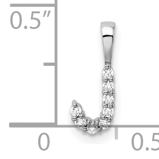 14k White Gold 1/10 carat Lab Grown Diamond VS/SI+ G+ Complete Letter J Initial Pendant