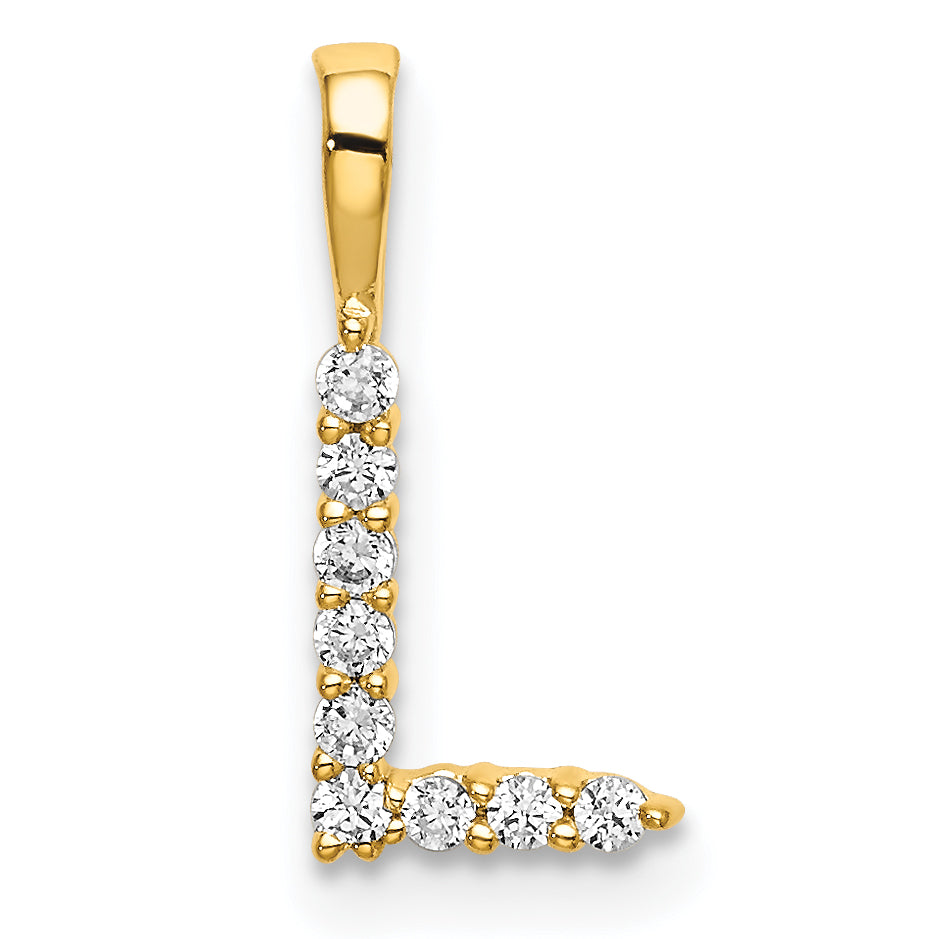 14k White Gold 1/10 carat Lab Grown Diamond VS/SI+ G+ Complete Letter L Initial Pendant