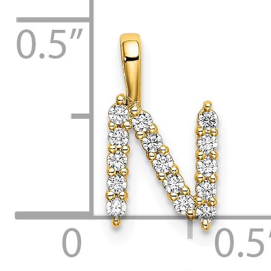 14k 1/6 carat Lab Grown Diamond VS/SI+ G+ Complete Letter N Initial Pendant