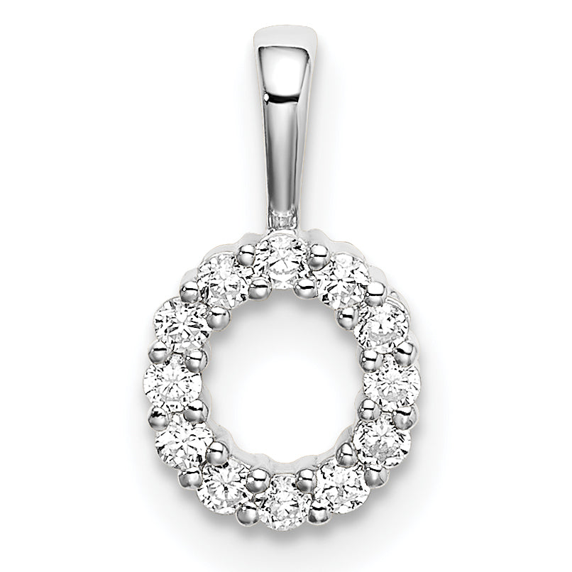 14k White Gold 1/8 carat Lab Grown Diamond VS/SI+ G+ Complete Letter O Intitial Pendant