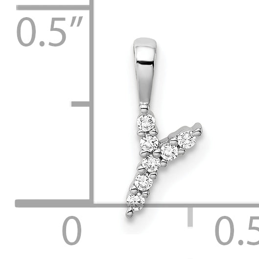 14k White Gold 1/15 carat Lab Grown Diamond VS/SI+ G+ Complete Letter Y Initial Pendant