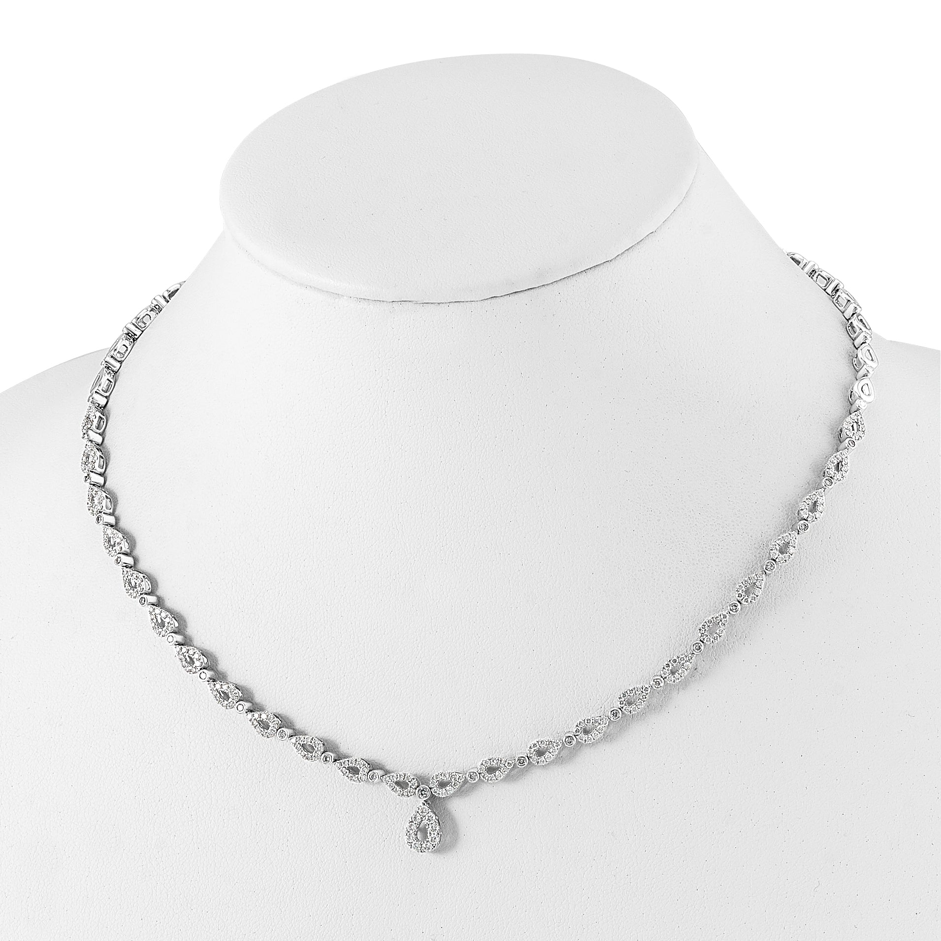 14k White Gold 2 3/4 carat Lab Grown Diamond VS/SI+ G+ 17 inch Fashion Teardrop Necklace