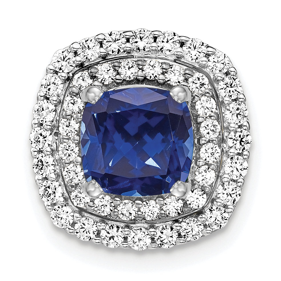 14k Two Tone Rose and White Gold 1/2 carat Lab Grown Diamond VS/SI+ G+ and Lab Created Pink Sapphire Chain Slide Pendant