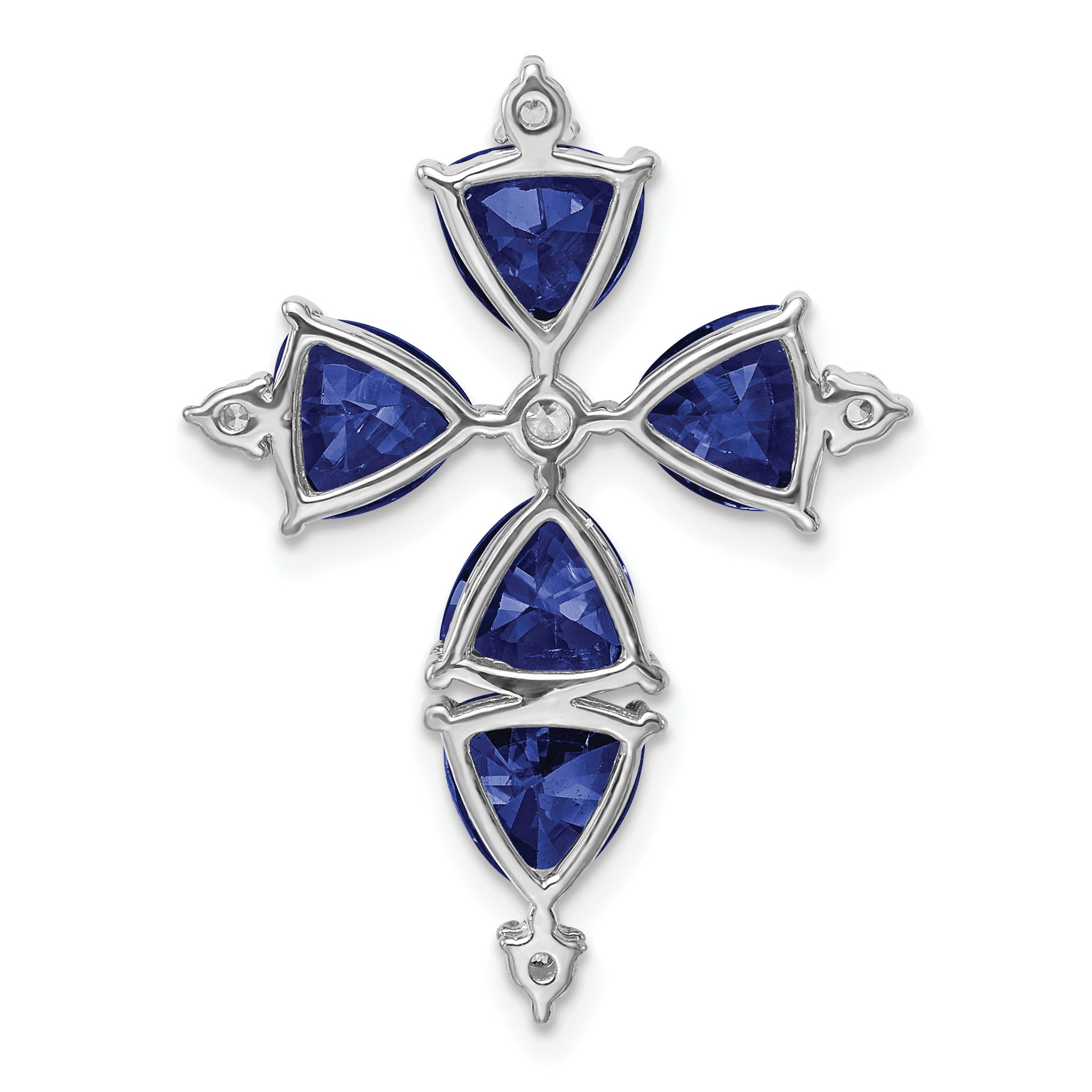 14k White Gold 1/5 carat Lab Grown Diamond VS/SI+ G+ and Lab Created Blue Sapphire Chain Slide Pendant