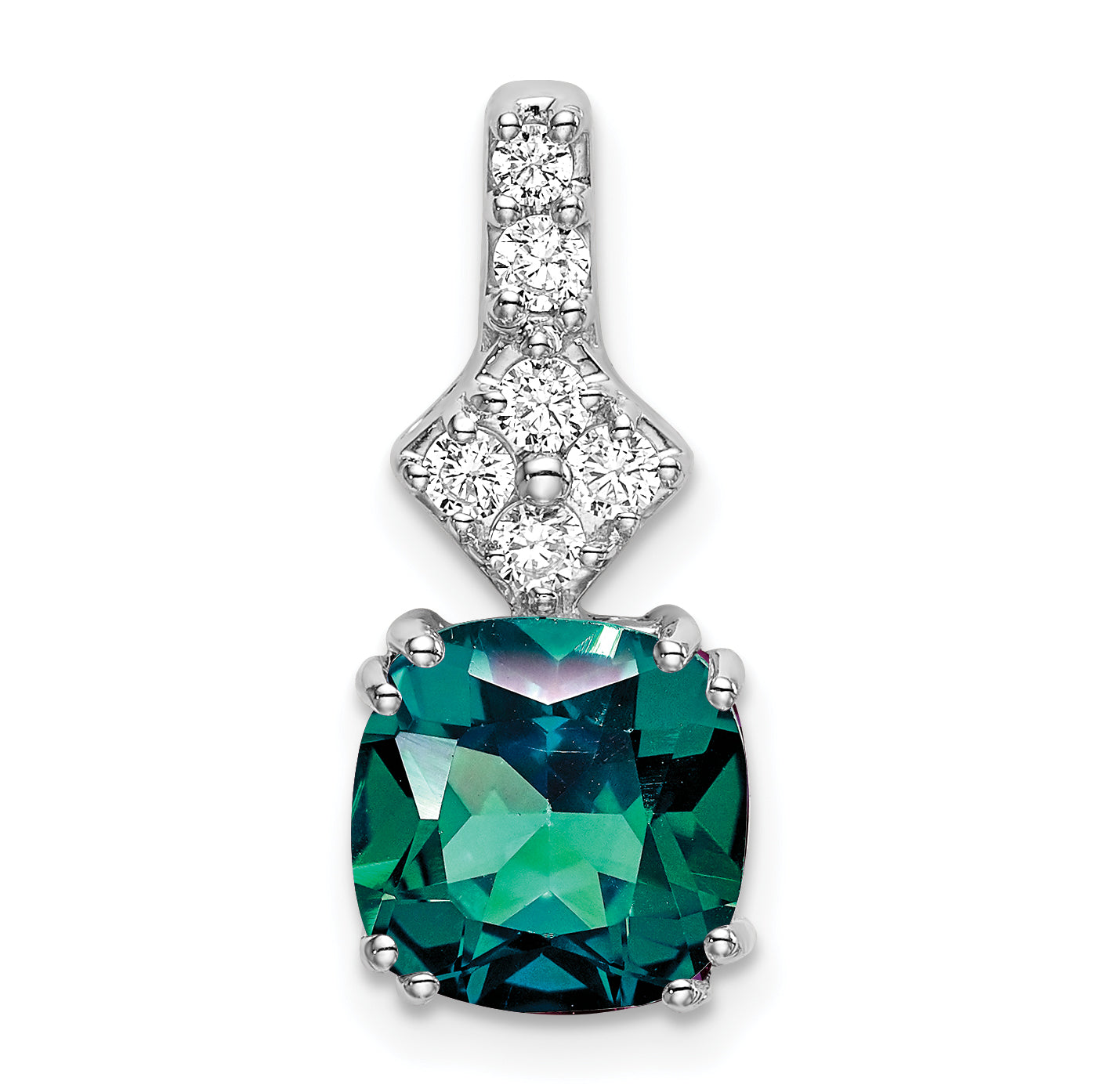 14k White Gold 1/5 carat Lab Grown Diamond VS/SI+ G+ and Lab Created Alexandrite Complete Pendant
