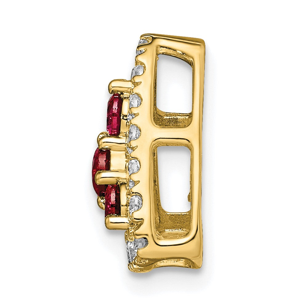 14K Lab Grown Diamond Vs/Si Fgh & Cr Ruby Triangle Pendant