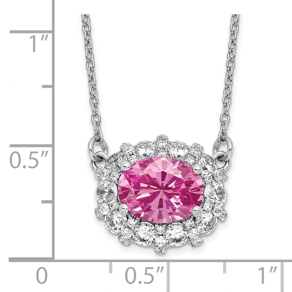 14K White Gold Lab Grown Dia. Vs/Si Fgh Lab Cr Pink Sapphire Necklac