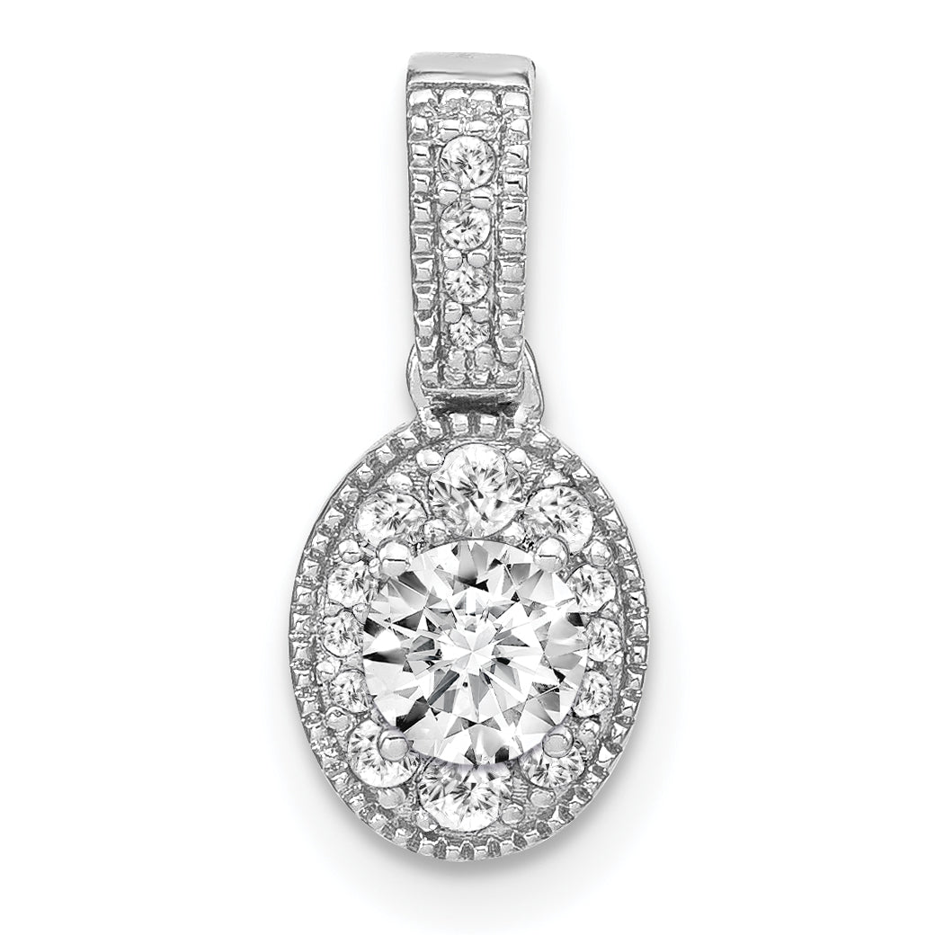 14k White Gold 1/2 carat Lab Grown Diamond VS/S FGH Oval Complete Vintage Pendant