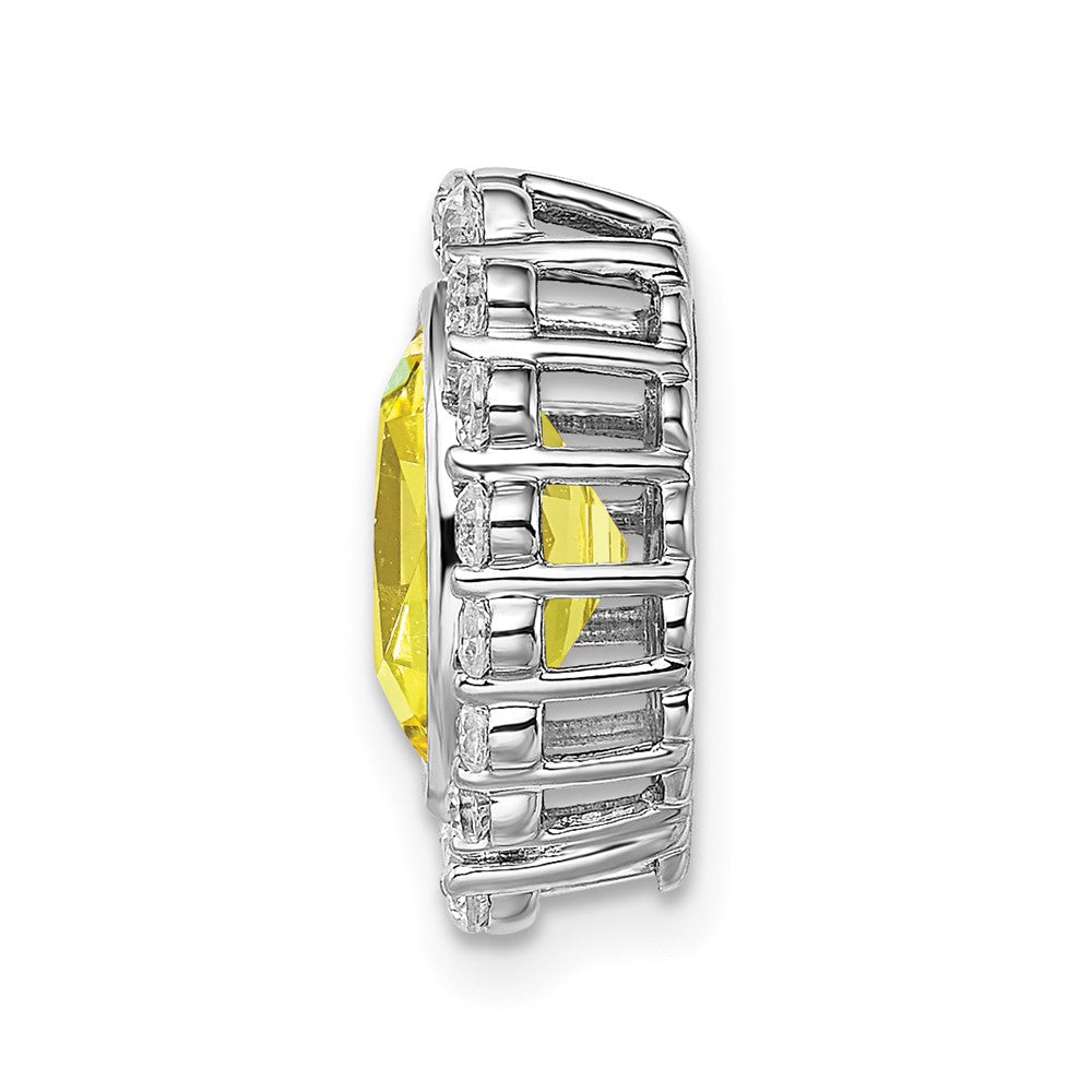 14K White Gold Lab Grown Dia. Vs/Si Fgh & Cr Yellow Sapp Oval Pendan