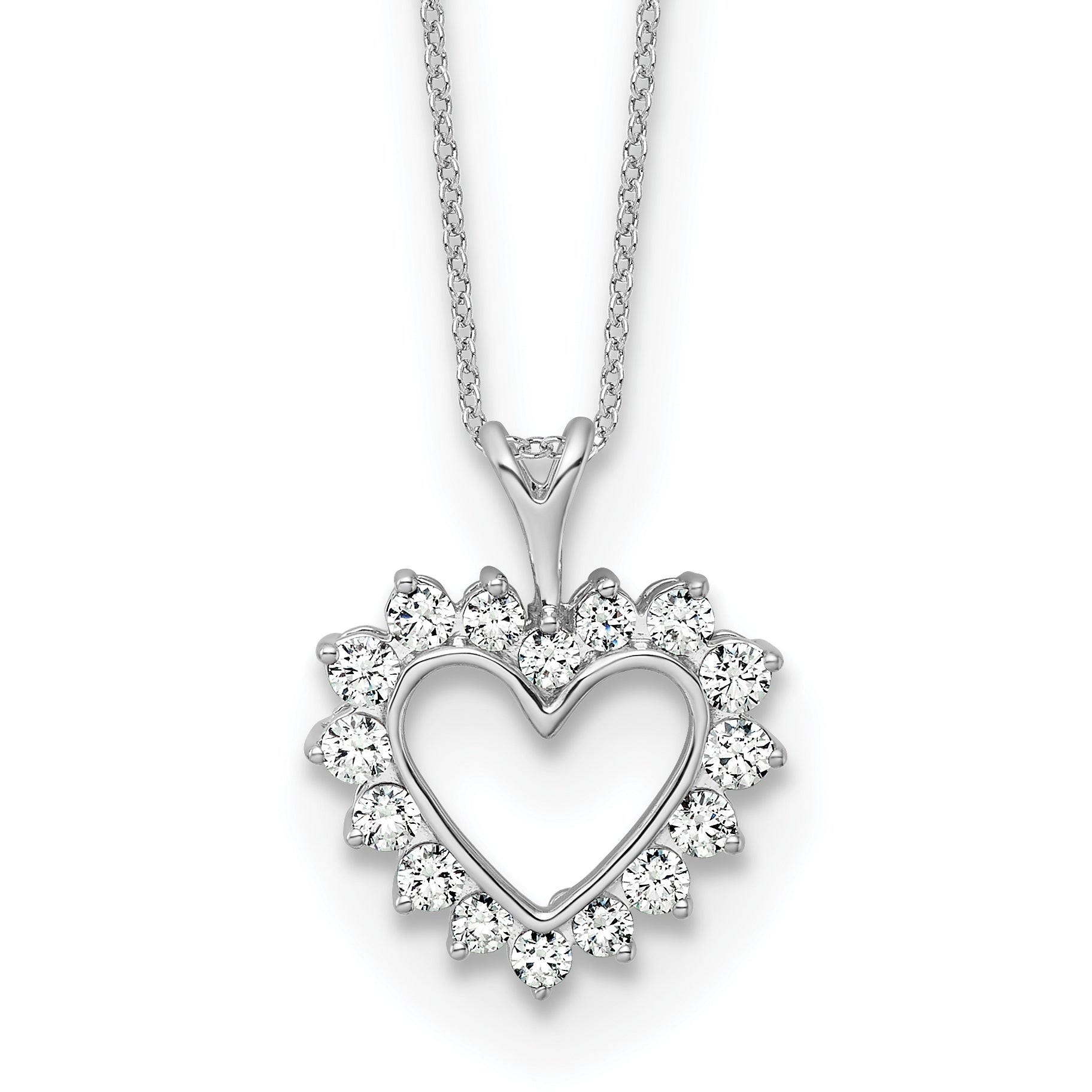 10k White Gold 1/2 carat Lab Grown Diamond VS/SI+ G+ Complete 18 inch Heart Pendant Necklace