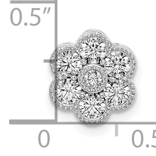 14k White Gold 1/2 carat Lab Grown Diamond VS/SI+ G+ Complete Floral Chain Slide Pendant