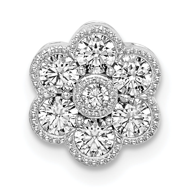 14k White Gold 1/2 carat Lab Grown Diamond VS/SI+ G+ Complete Floral Chain Slide Pendant