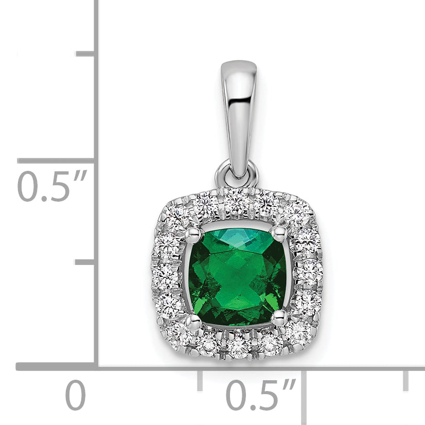 10k White Gold 1/4 carat Lab Grown Diamond VS/SI+ G+ and Created Opal Complete 18 inch Pendant Necklace