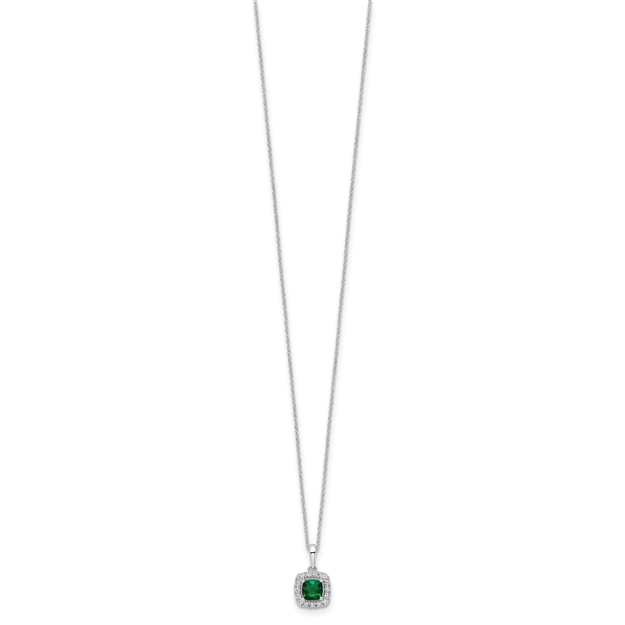 10k White Gold 1/4 carat Lab Grown Diamond VS/SI+ G+ and Created Opal Complete 18 inch Pendant Necklace