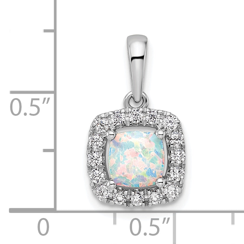 14k White Gold 1/4 carat Lab Grown Diamond VS/SI+ G+ April Birthstone White Sapphire Halo Pendant