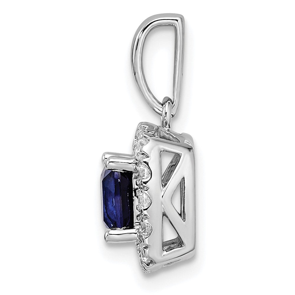 14K White Gold Lab Grown Vs/Si Fgh Dia And Created Blue Sapphire Halo Penda