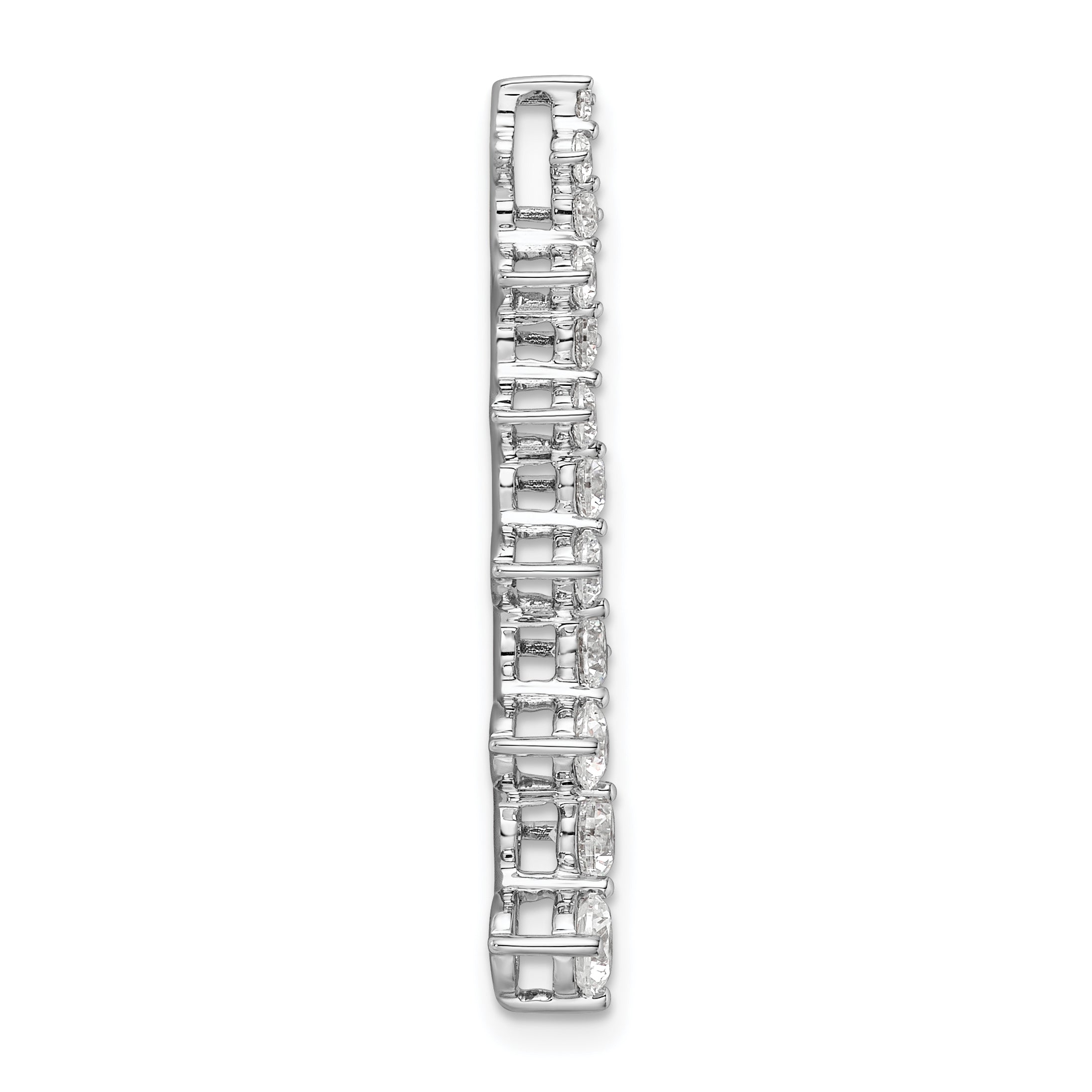 14k White Gold 1 carat Lab Grown Diamond VS/SI+ G+ Fashion Bar Chain Slide Pendant