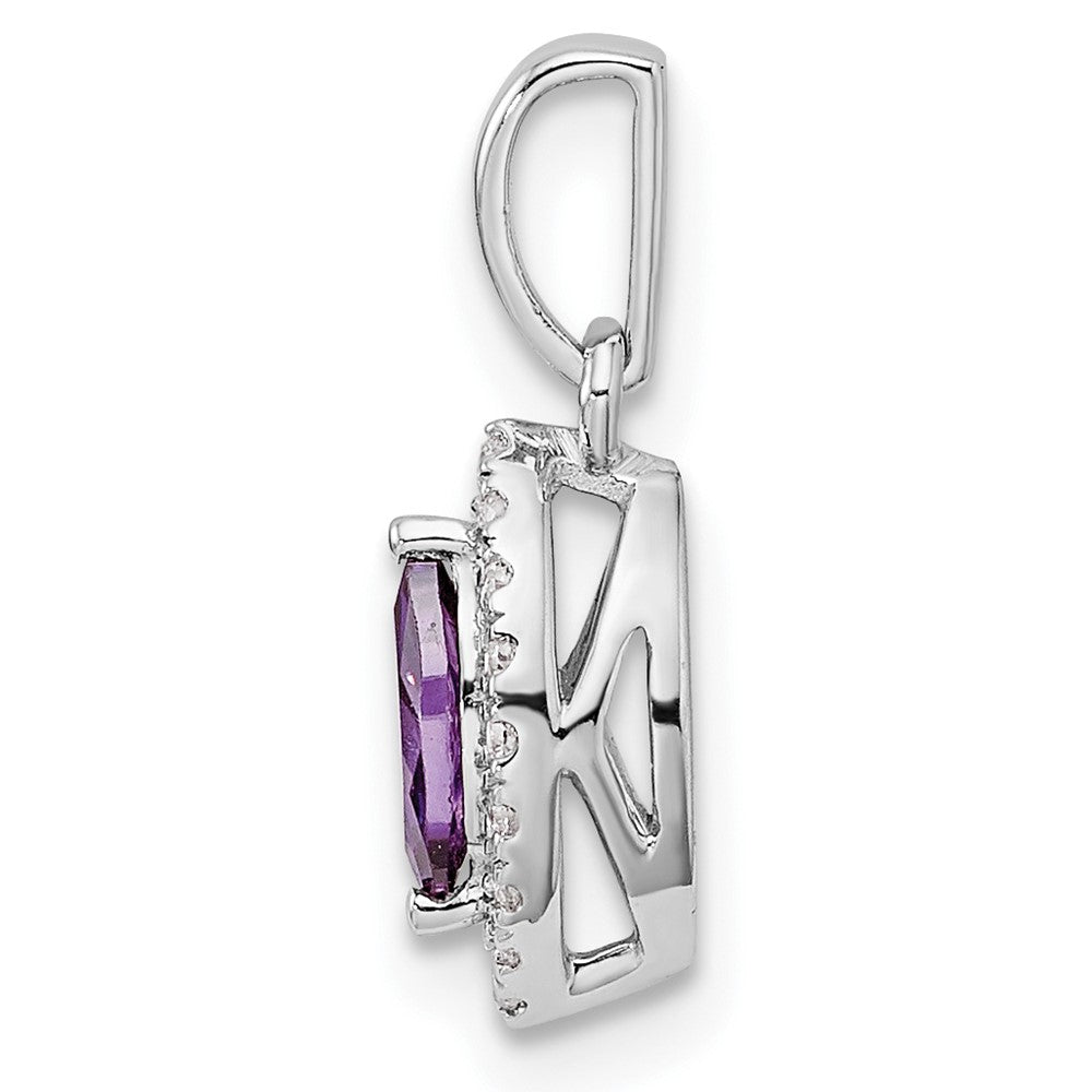 14K White Gold Lab Grown Vs/Si Fgh Dia And Amethyst Pendant