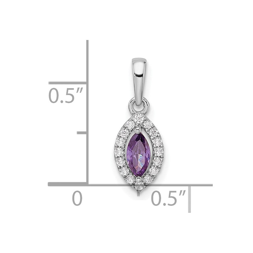 14K White Gold Lab Grown Vs/Si Fgh Dia And Amethyst Pendant