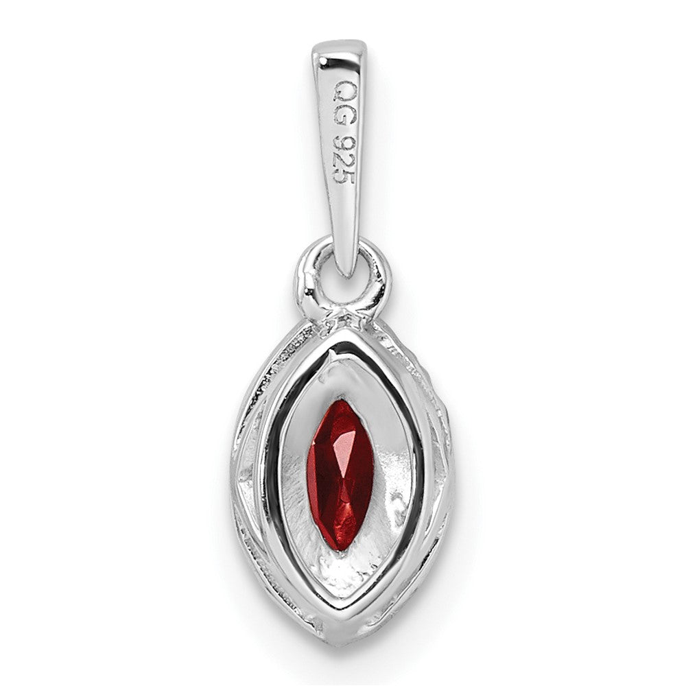 14K White Gold Lab Grown Vs/Si Fgh Dia And Garnet Pendant