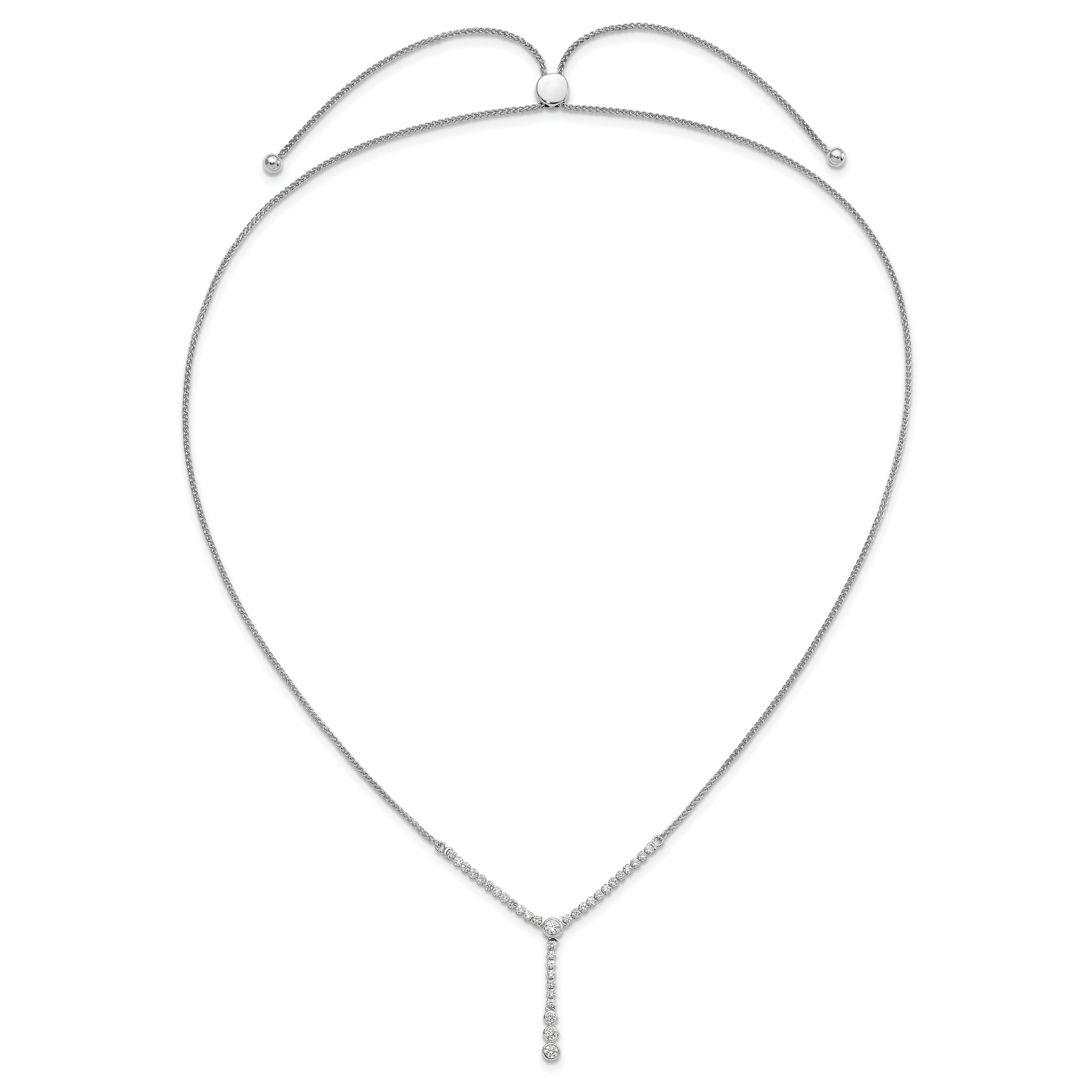 14k White Gold 1 carat Lab Grown Diamond VS/SI+ G+ Adjustable up to 24 inch Tennis Style Bolo Necklace