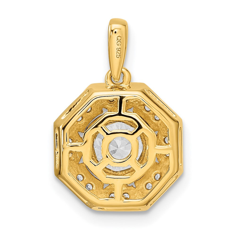 14K Two-Tone Lab Grown VS/SI FGH Dia Geometric Halo Pendant