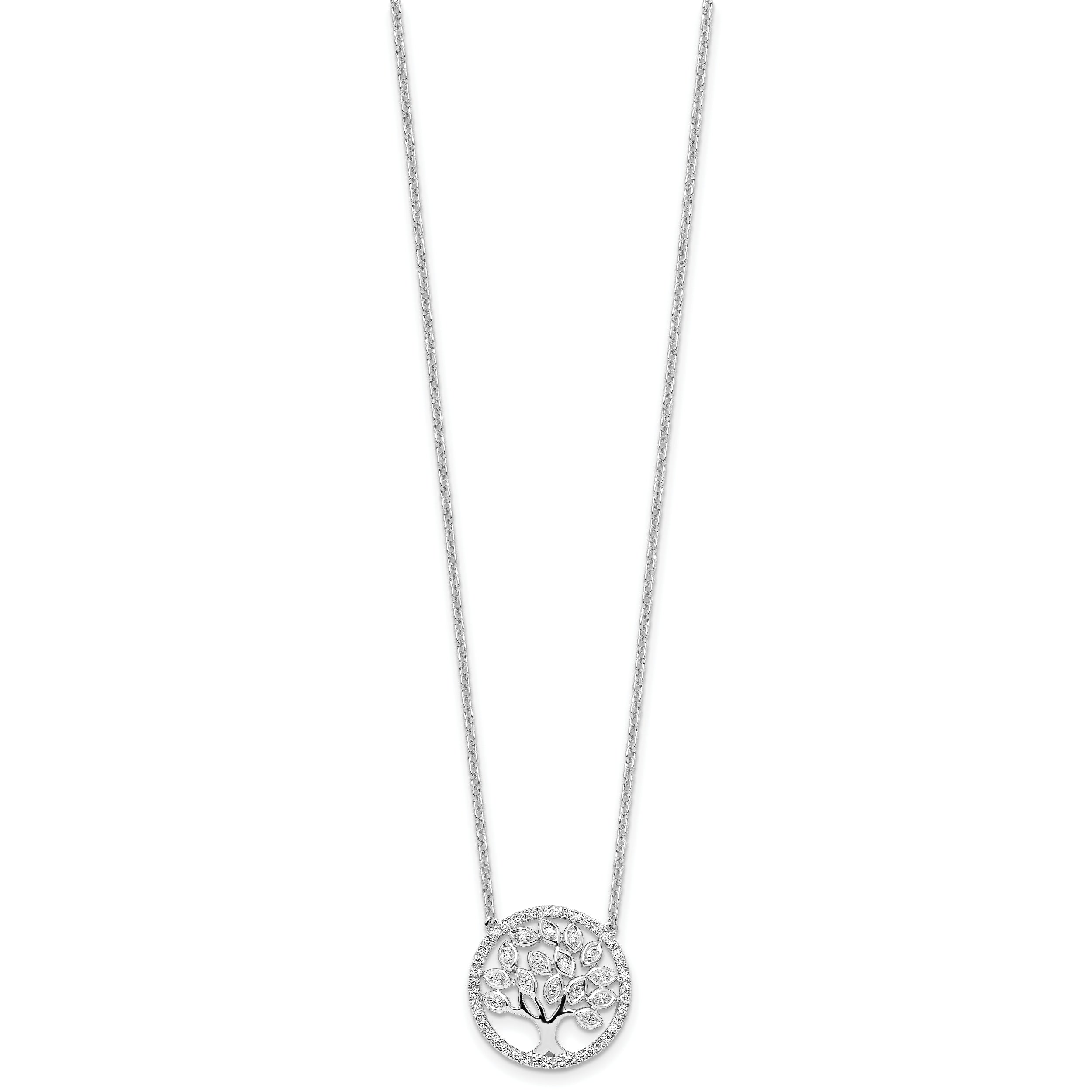 14k White Gold 1/3 carat Lab Grown Diamond VS/SI+ G+ Complete 18 inch Tree of Life Necklace