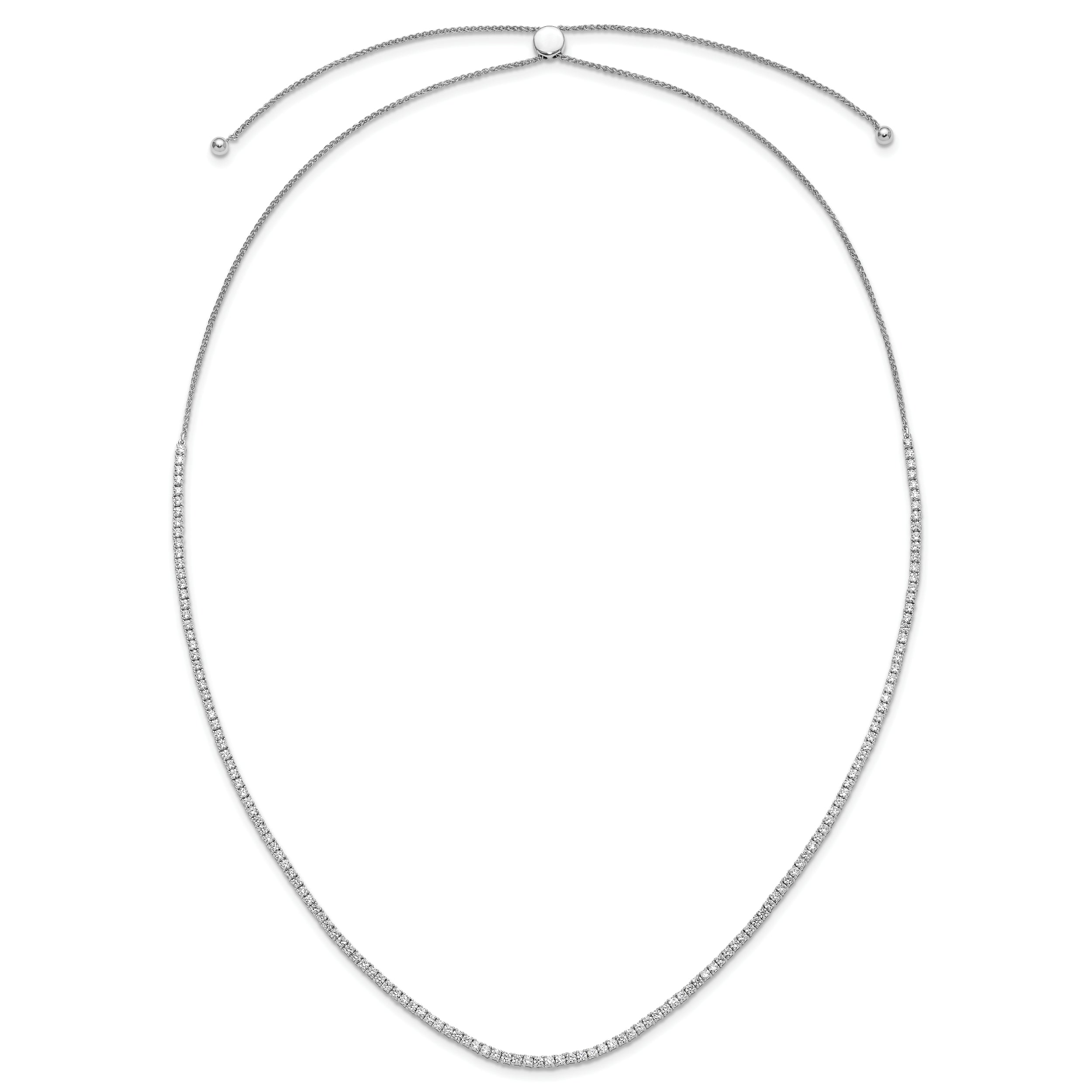 14k White Gold 5 carat Lab Grown Diamond VS/SI+ G+ Adjustable to 26 inch Tennis Bolo Necklace