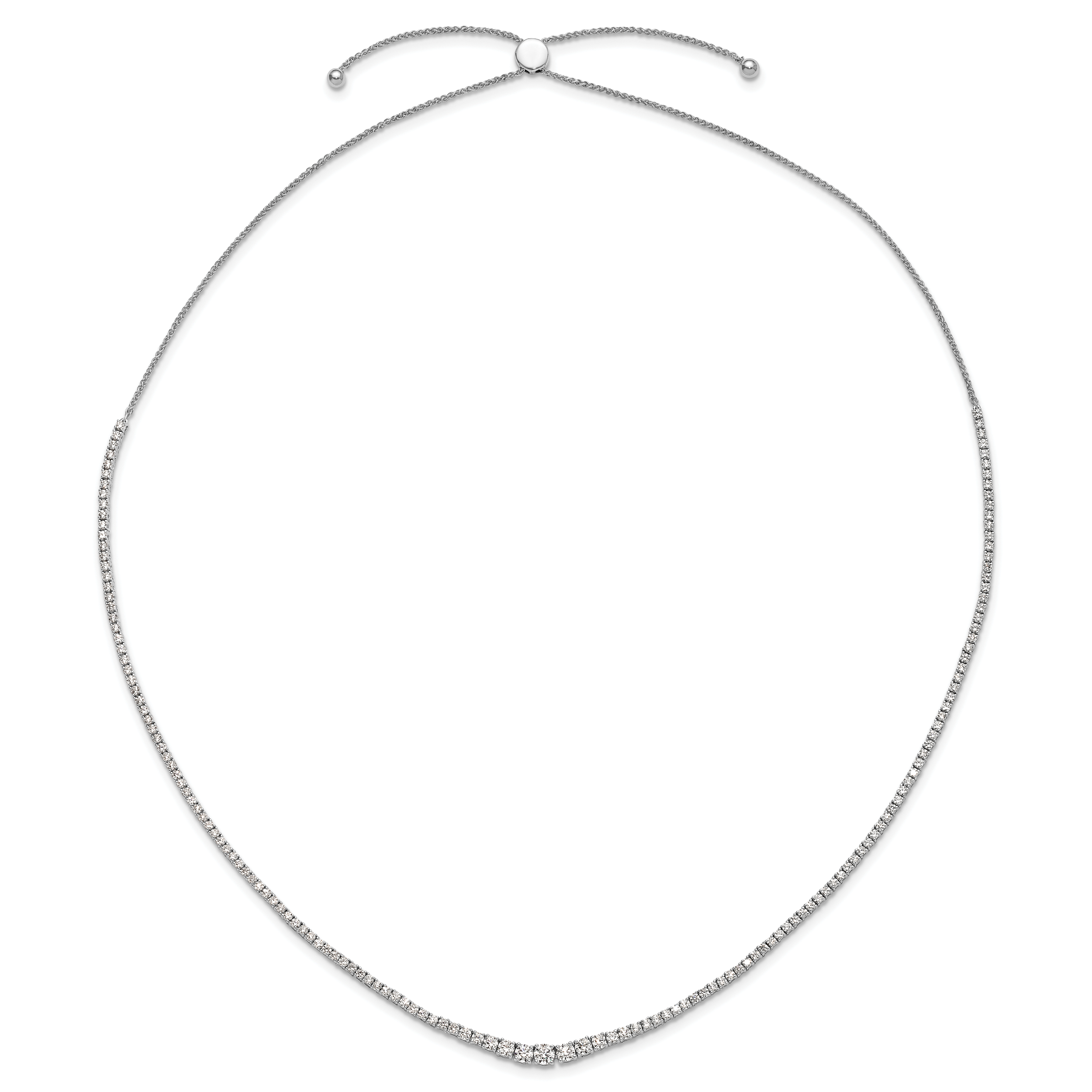 14k White Gold 5 carat Lab Grown Diamond VS/SI+ G+ Adjustable to 24 inch Tennis Bolo Necklace