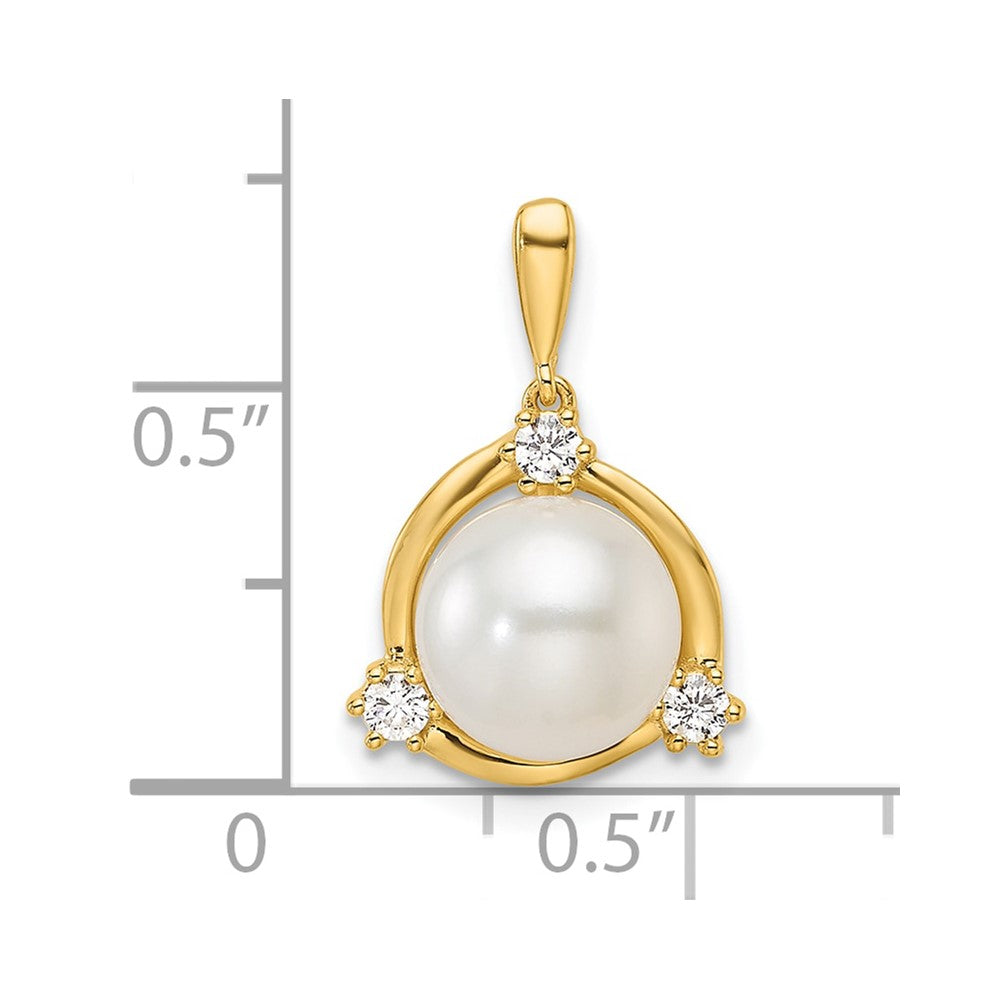 14k Lab Grown VS/SI FGH Dia & FWC Pearl Pendant