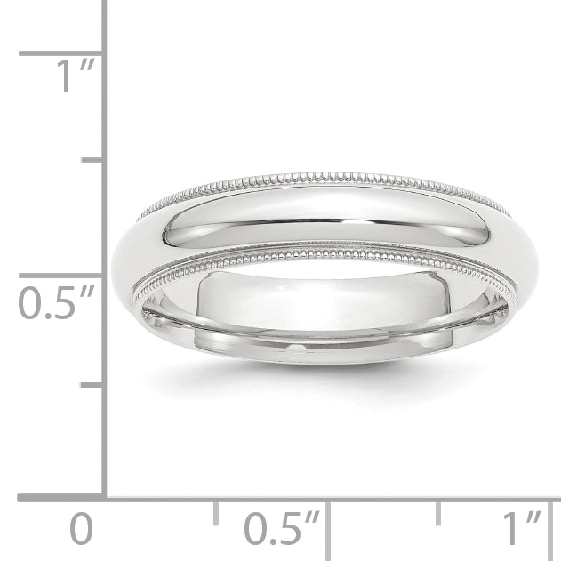 Platinum 5mm Polished Milgrain Comfort-Fit Wedding Band Size 9