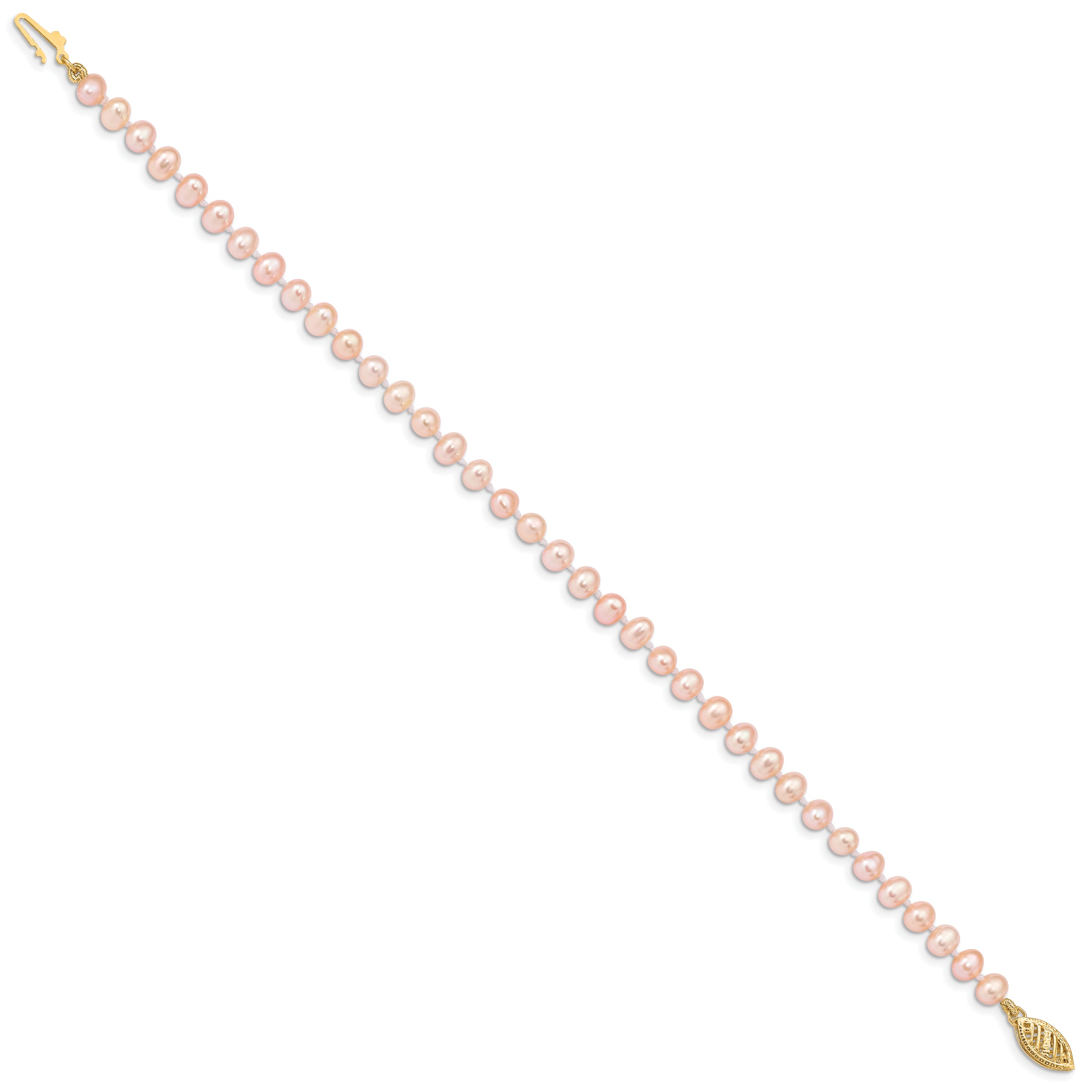 14k 4-5mm Pink Near-Round Freshwater Cultured Pearl 7.5 inch Bracelet
