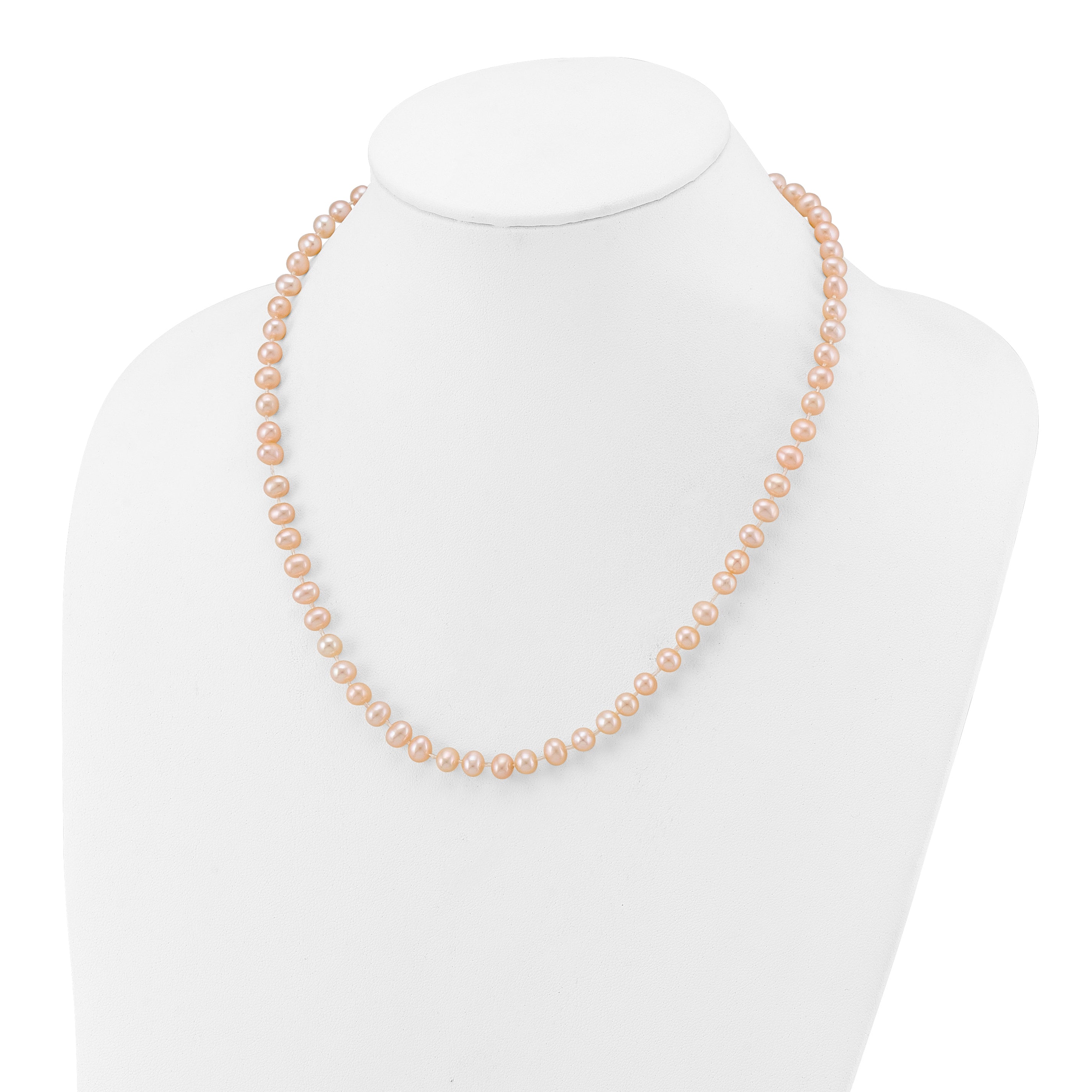 14k 5-6mm Pink Near-Round Freshwater Cultured Pearl 7.5 inch Bracelet