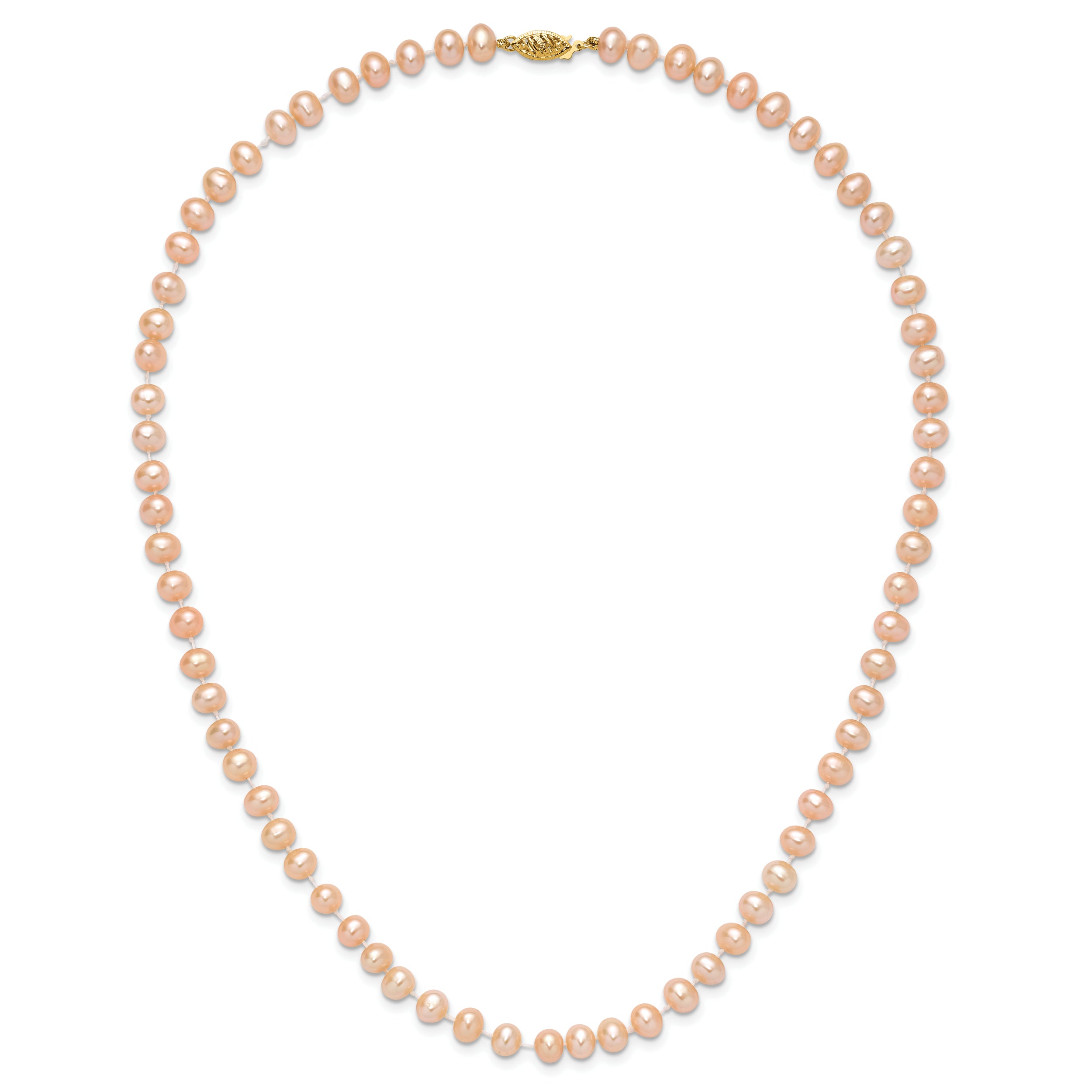 14k 5-6mm Pink Near-Round Freshwater Cultured Pearl 7.5 inch Bracelet