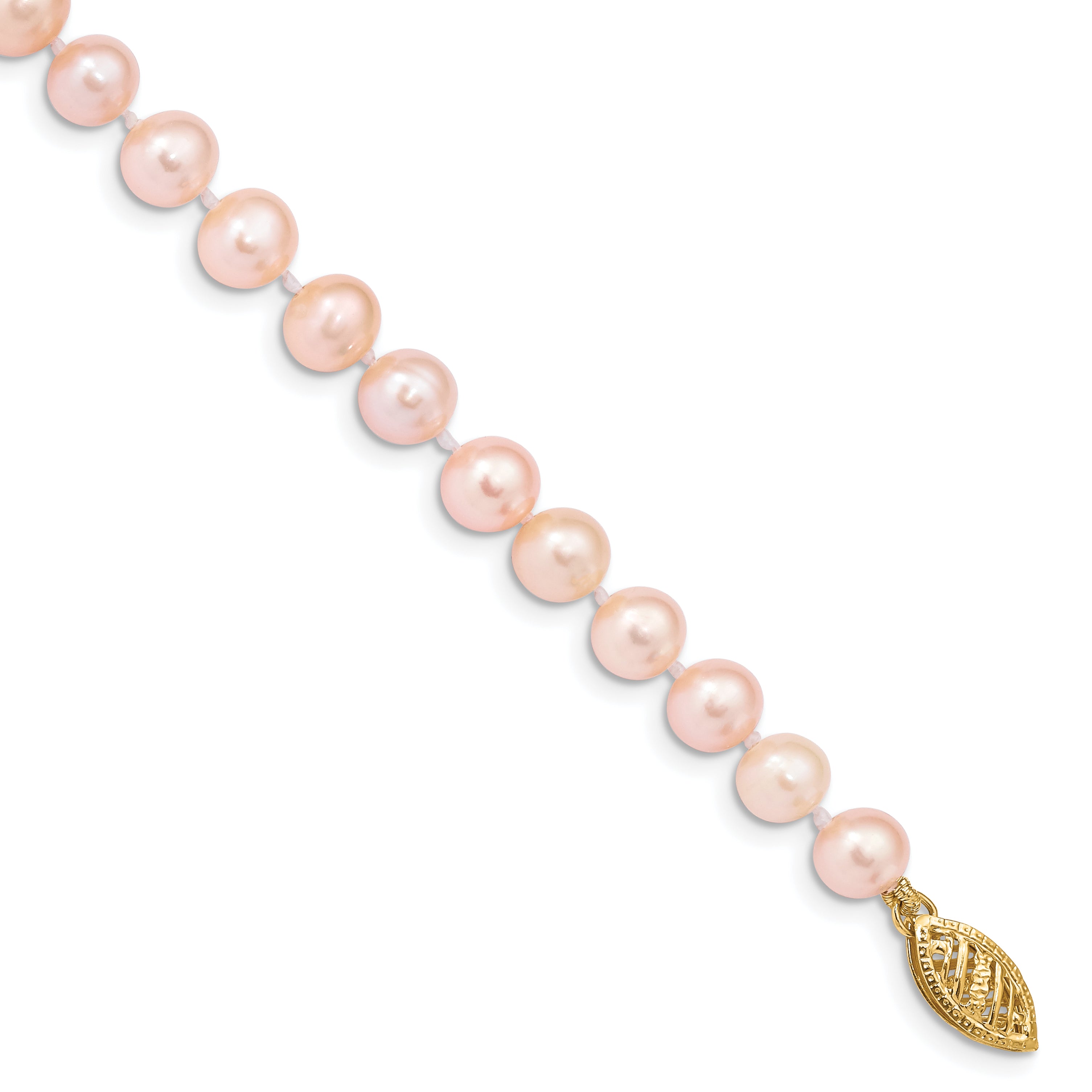 14k 5-6mm Pink Near-Round Freshwater Cultured Pearl 7.5 inch Bracelet