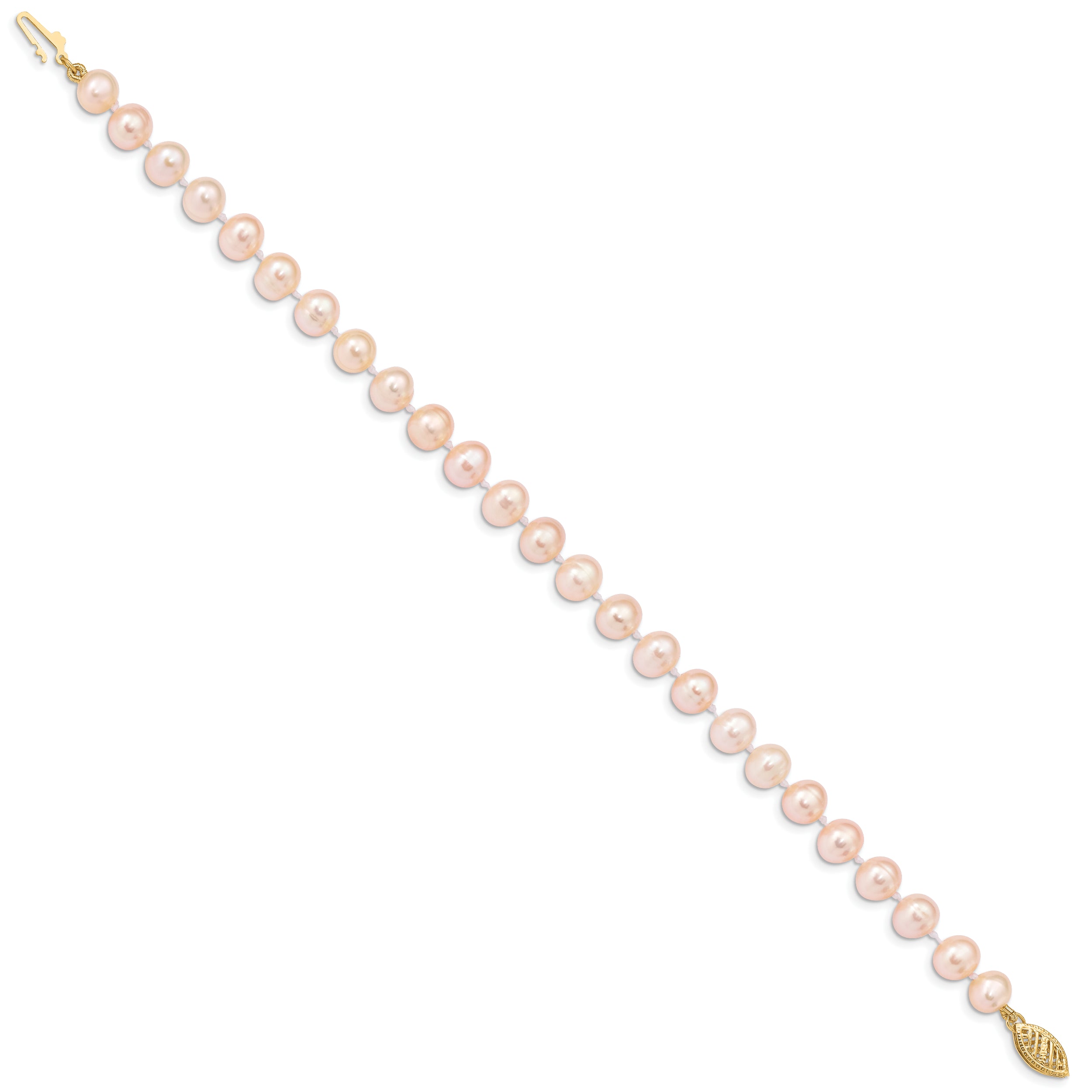 14k 6-7mm Pink Near-Round Freshwater Cultured Pearl 7.5 inch Bracelet