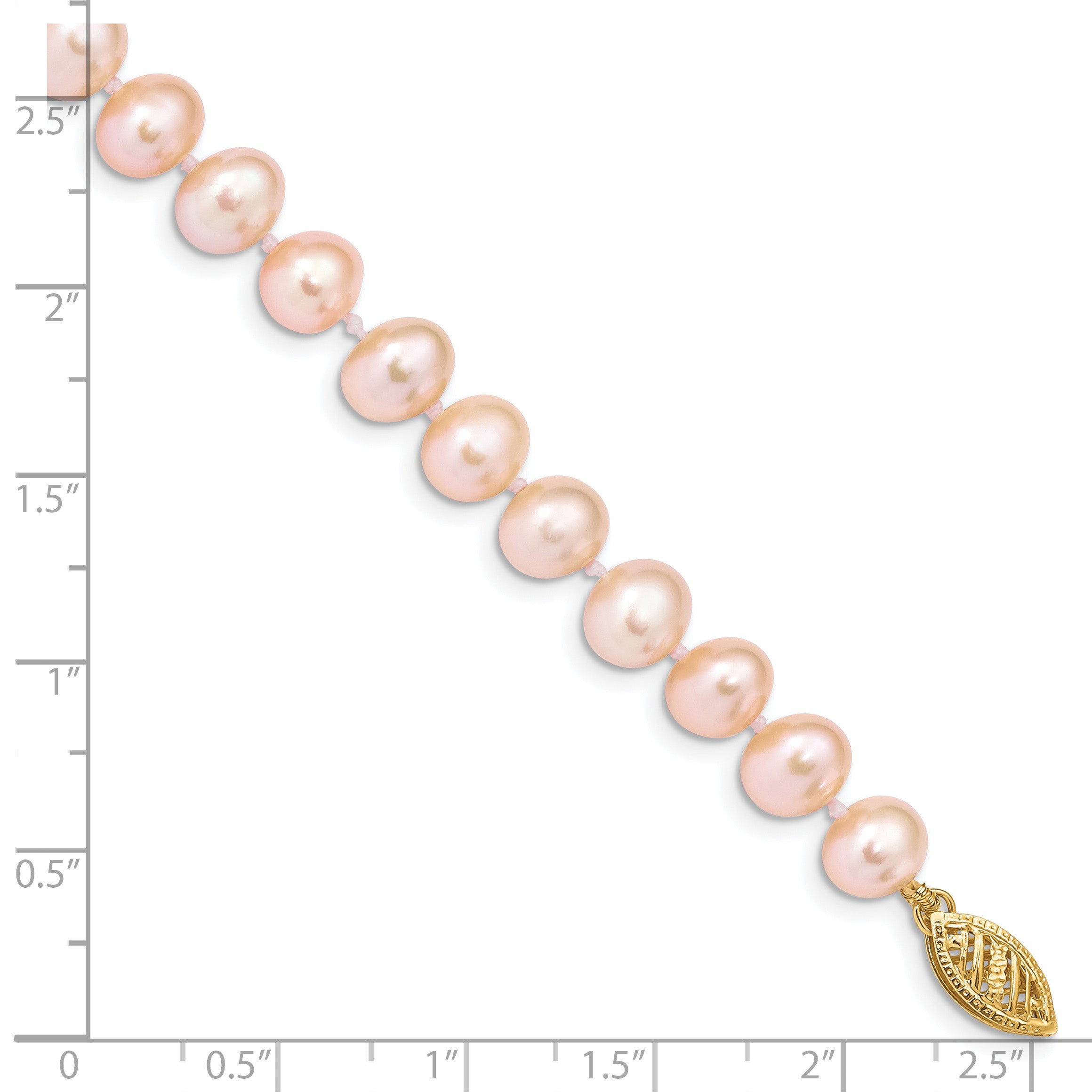 14k 7-8mm Pink Near-Round Freshwater Cultured Pearl 7.5 inch Bracelet