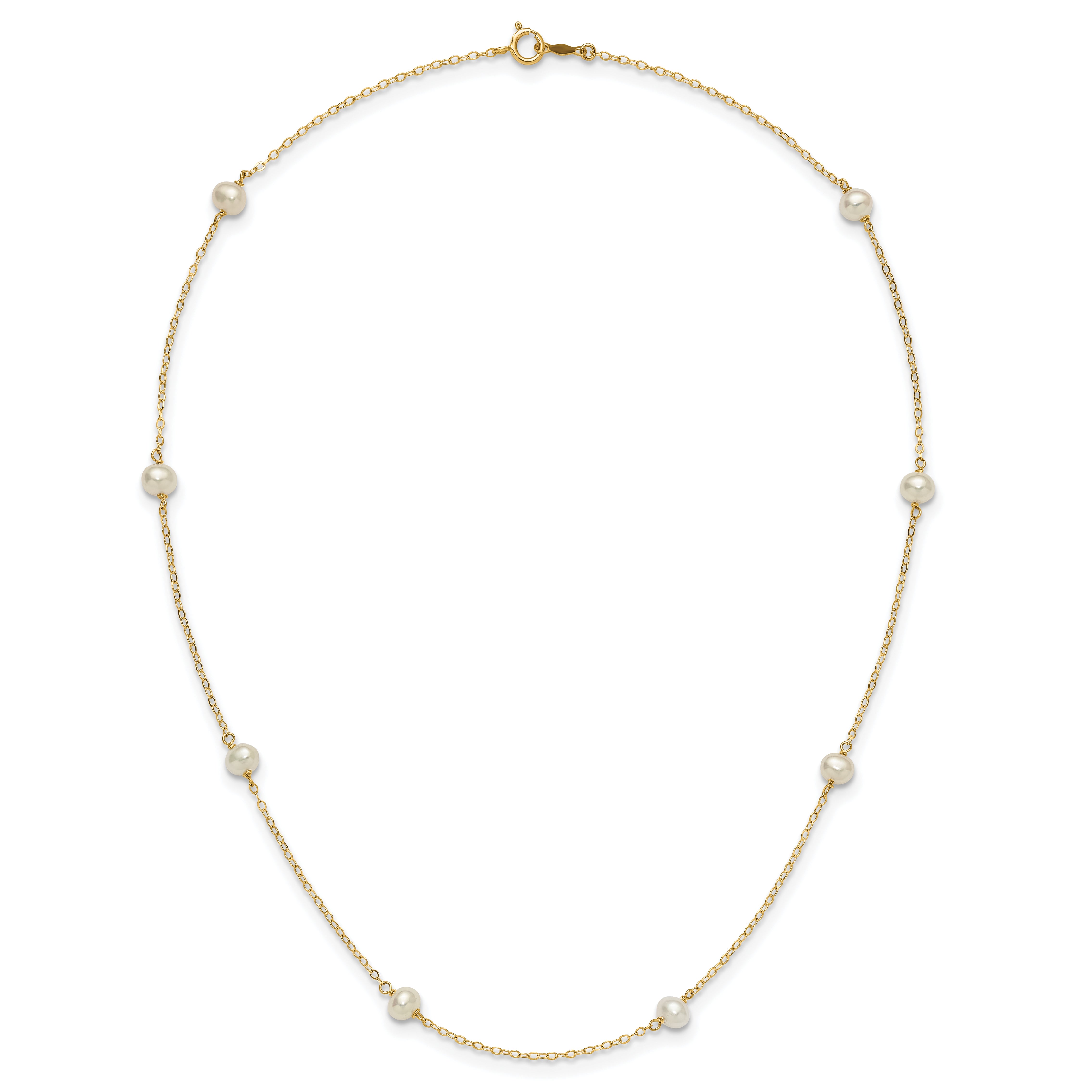 14k 4-5mm White Near-Round Freshwater Cultured Pearl 8-Station 16 inch Necklace