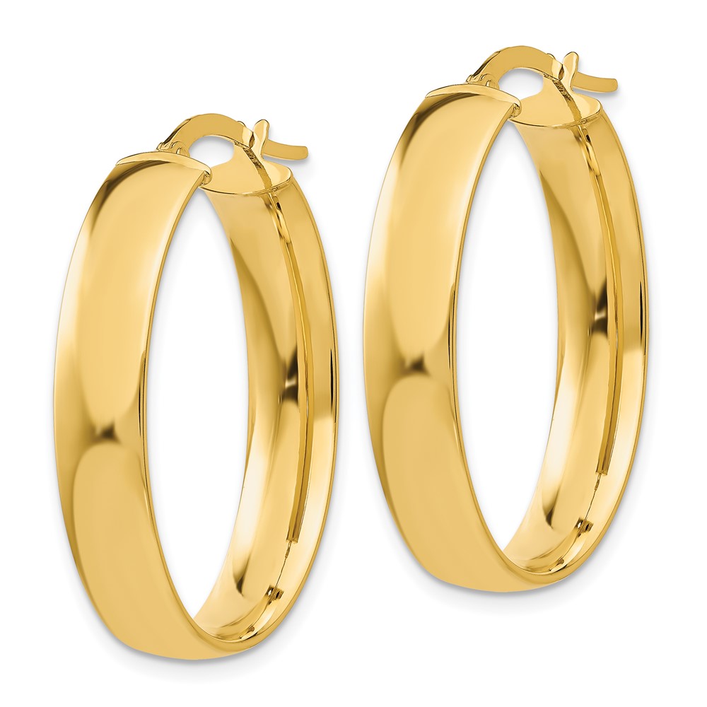 14k 5.75mm Polished Oval Hoop Earrings