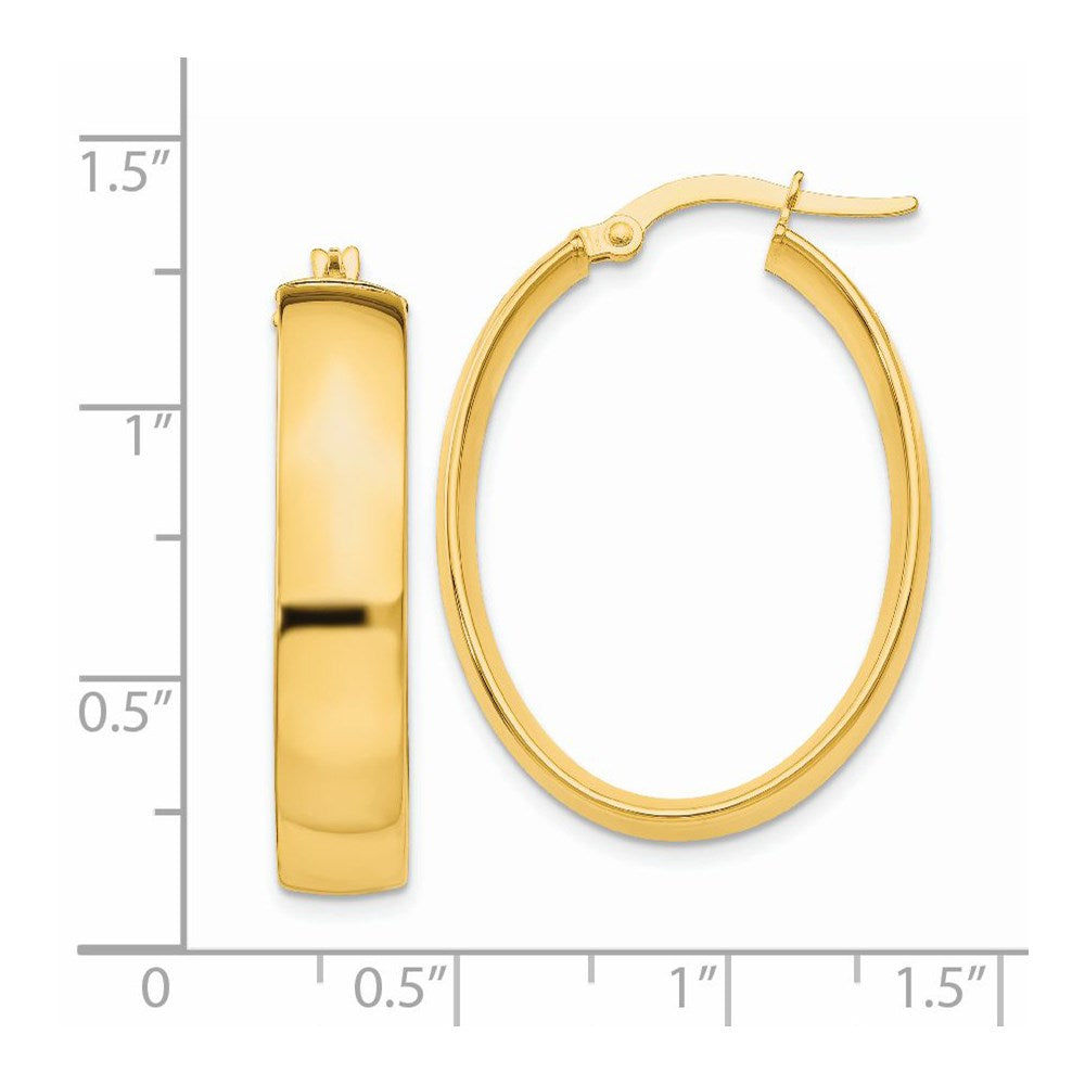 14k 5.75mm Polished Oval Hoop Earrings