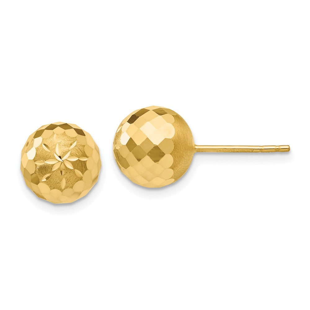 14k 9mm Diamond-cut Mirror Ball Post Earrings