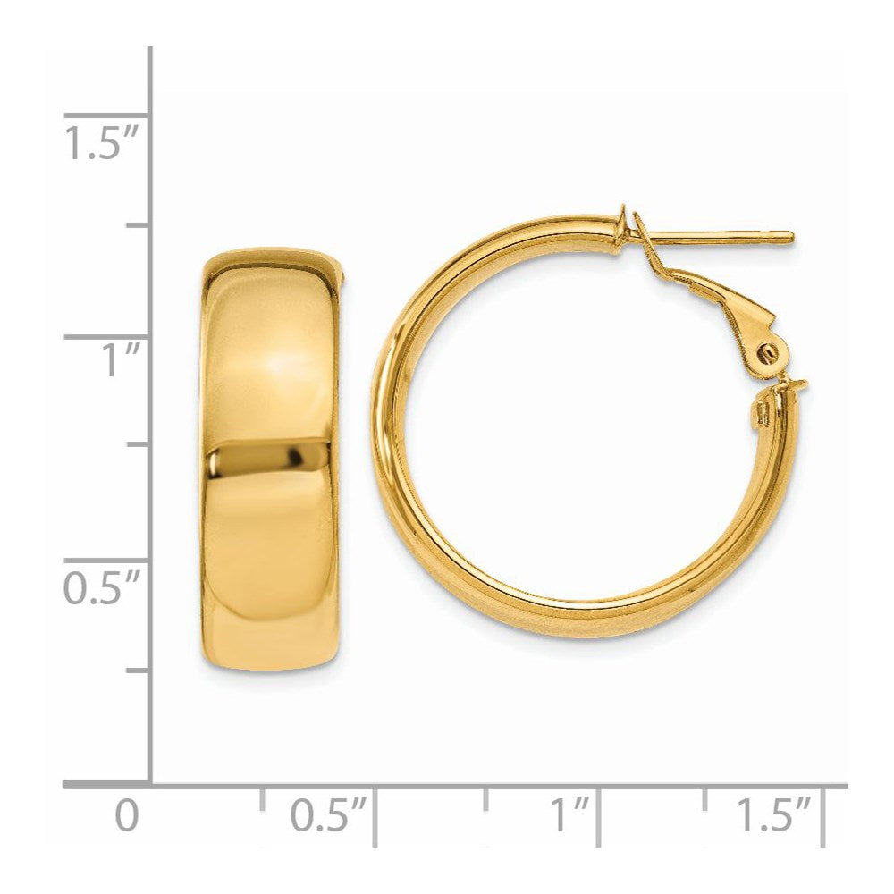 14k 7.75mm Omega Back Hoop Earrings