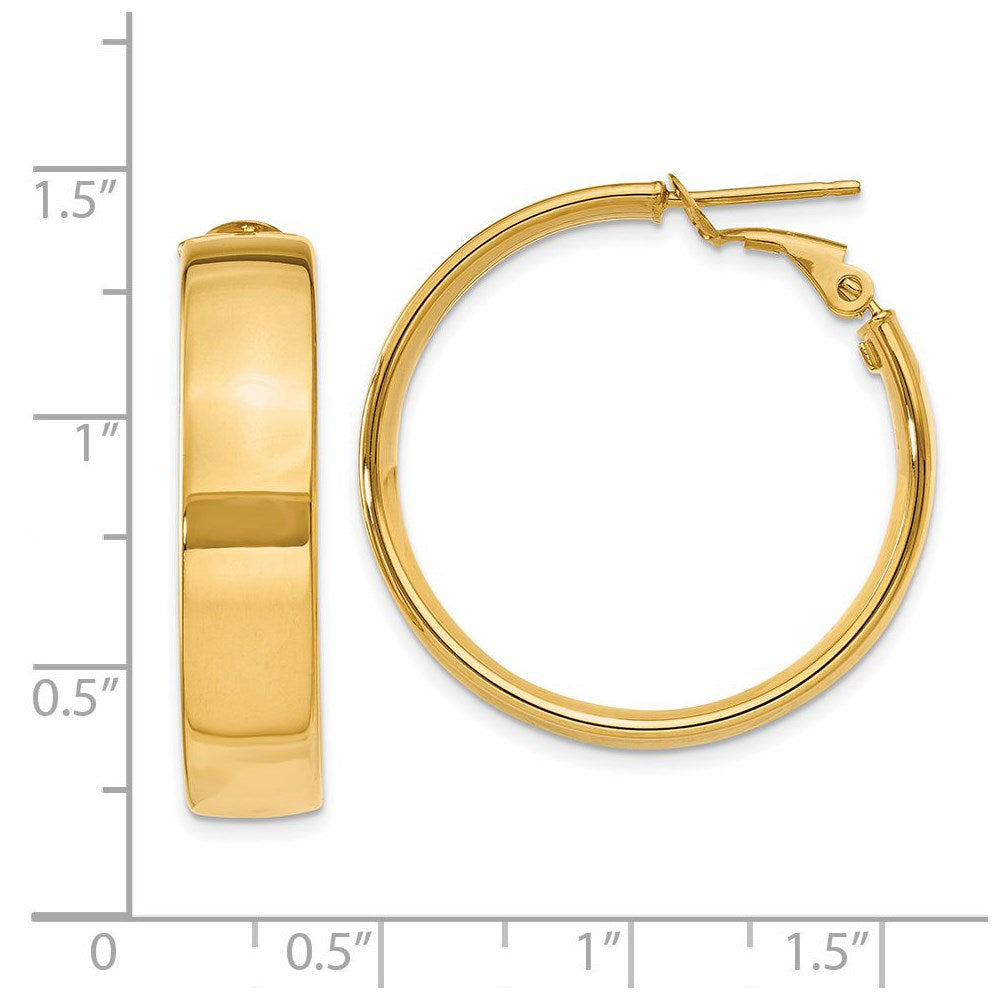 14k 6.75mm Large Omega Back Hoop Earrings