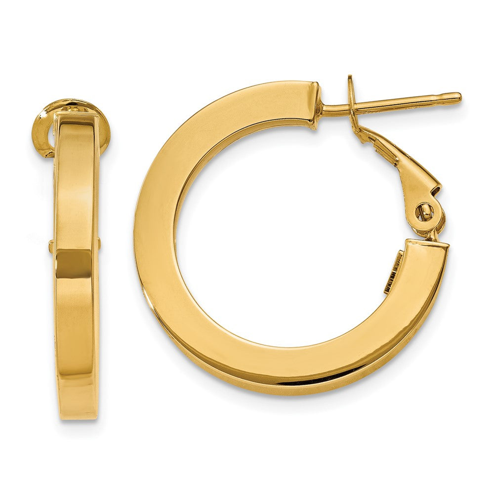 14k 3mm Square Tube Round Hoop Earrings