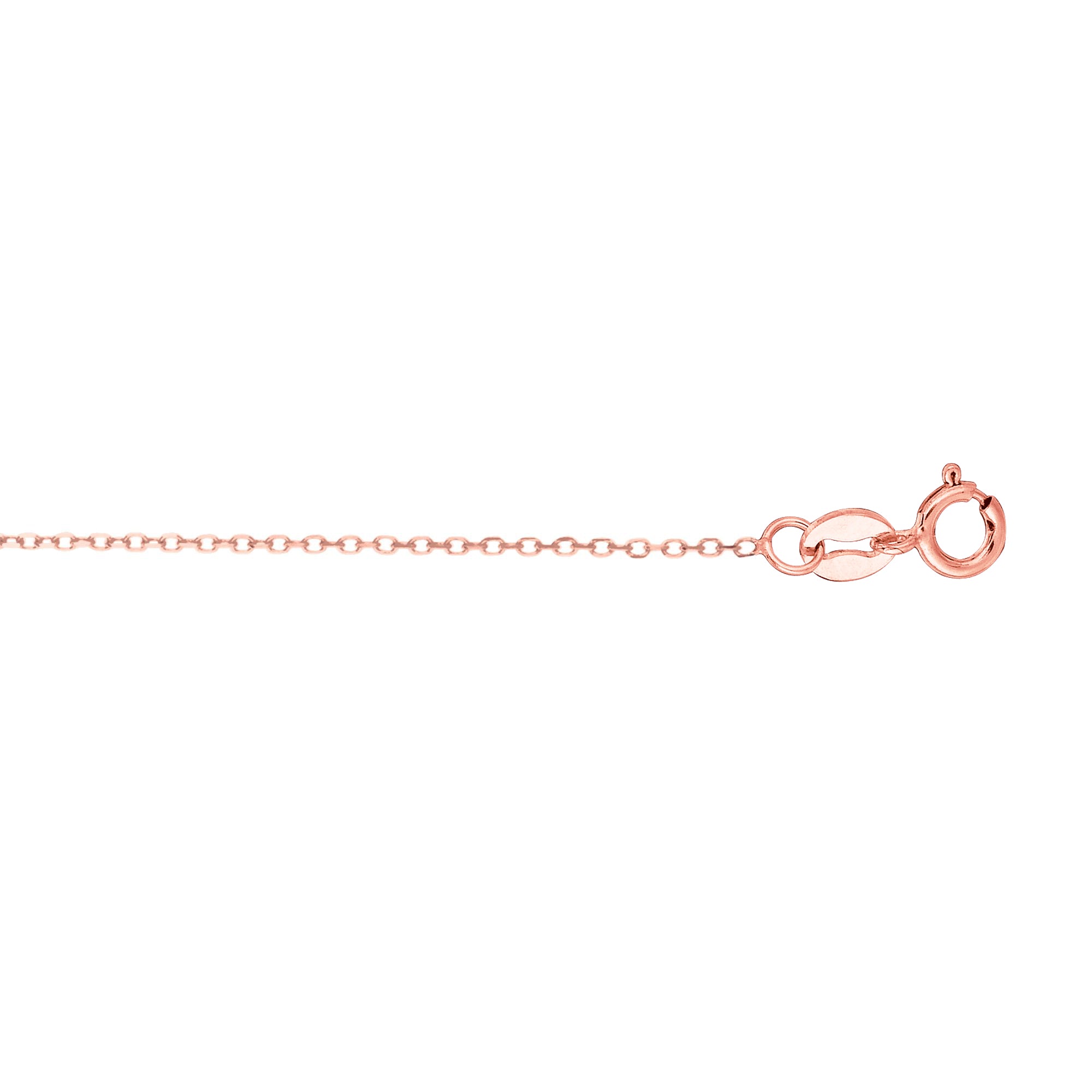 14K Rose Gold 0.68mm Diamond Cut Cable 20" Chain with Spring Ring Clasp