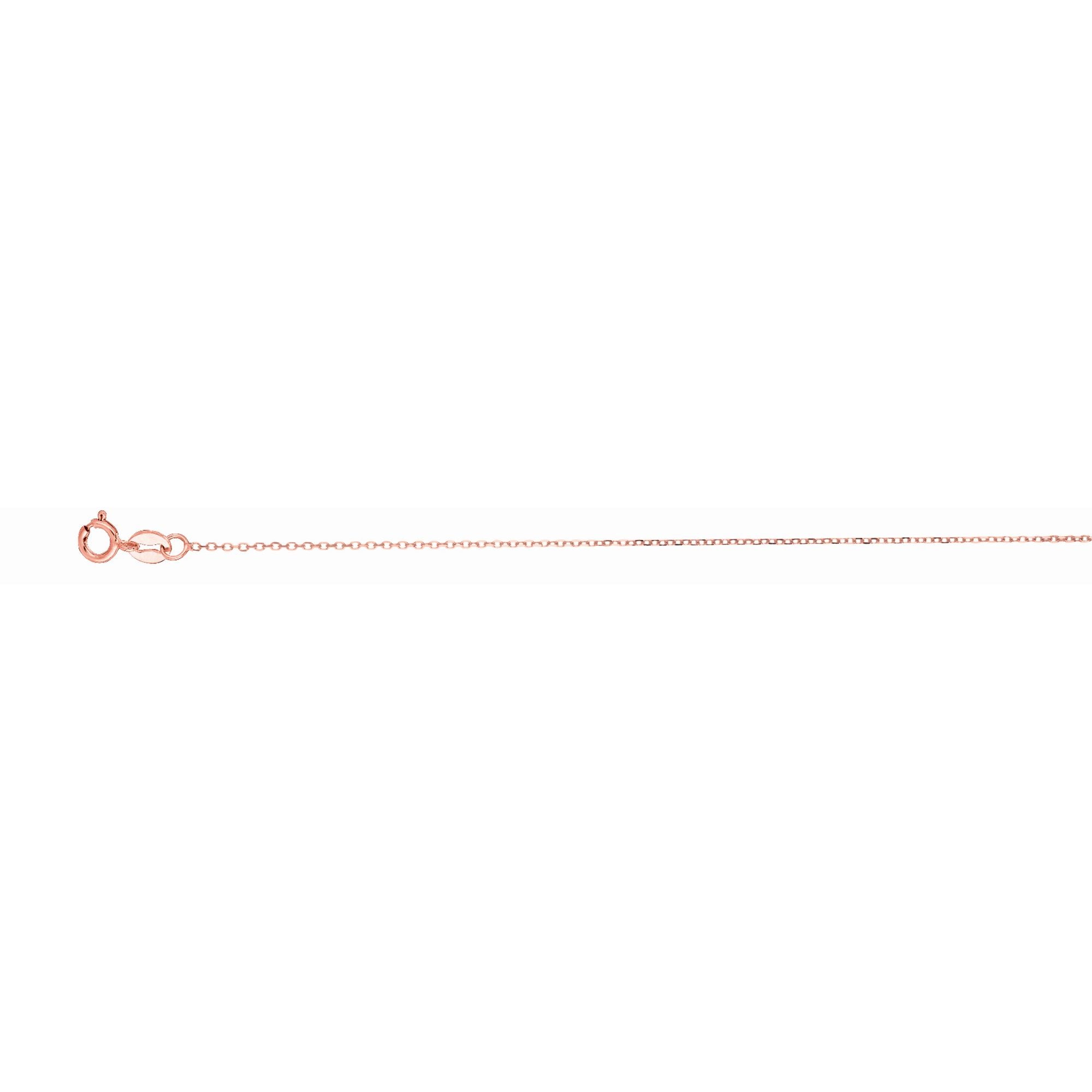 14K Rose Gold 0.87mm Diamond Cut Cable 18" Chain with Spring Ring Clasp