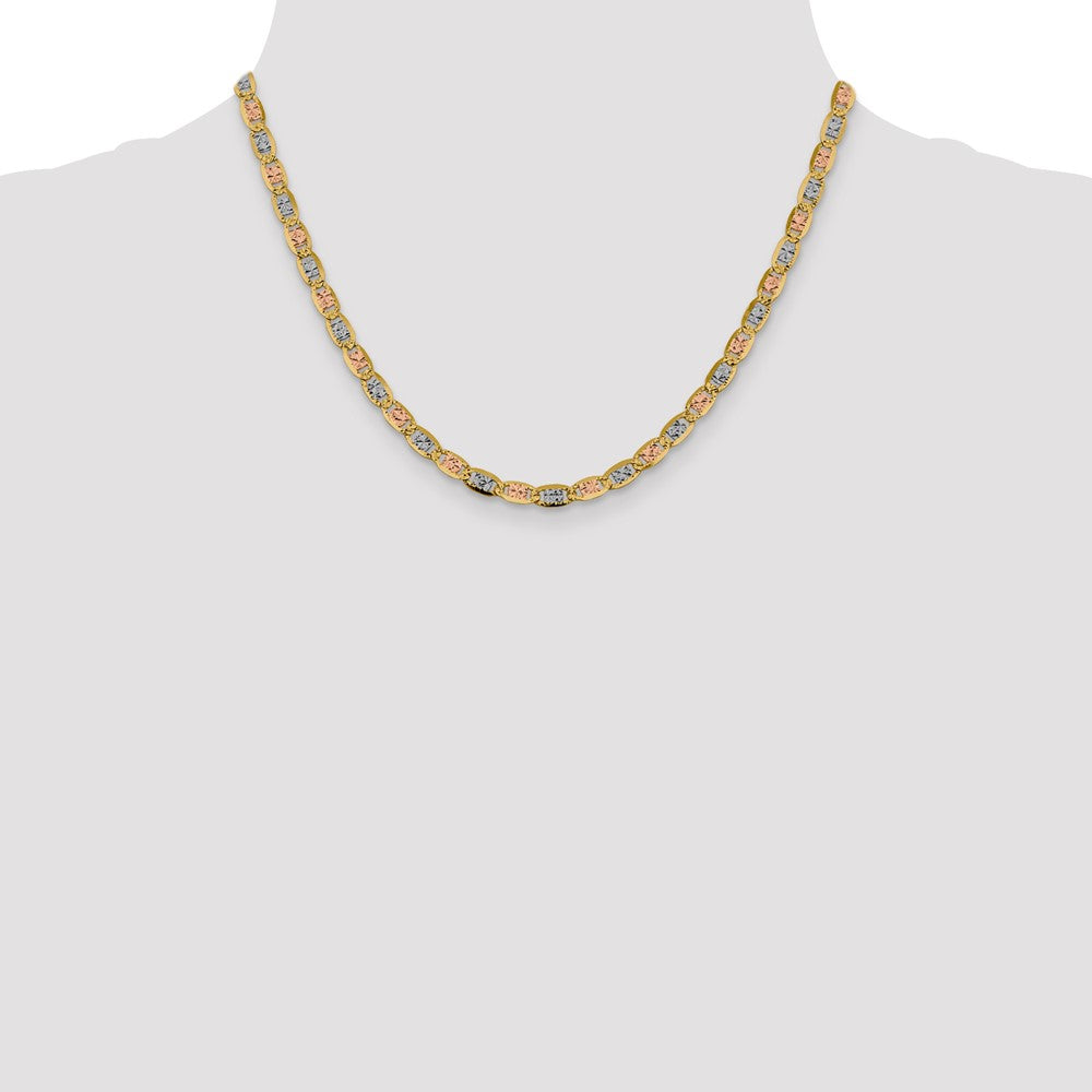 14K 18 inch 4.65mm Tri-color PavÇ Valentino with Lobster Clasp Chain