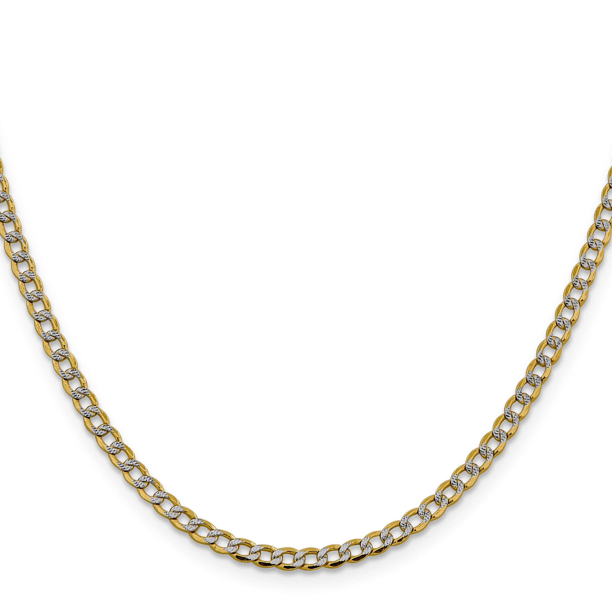 14K 18 inch 3.4mm Semi-Solid with Rhodium PavÇ Curb with Lobster Clasp Chain